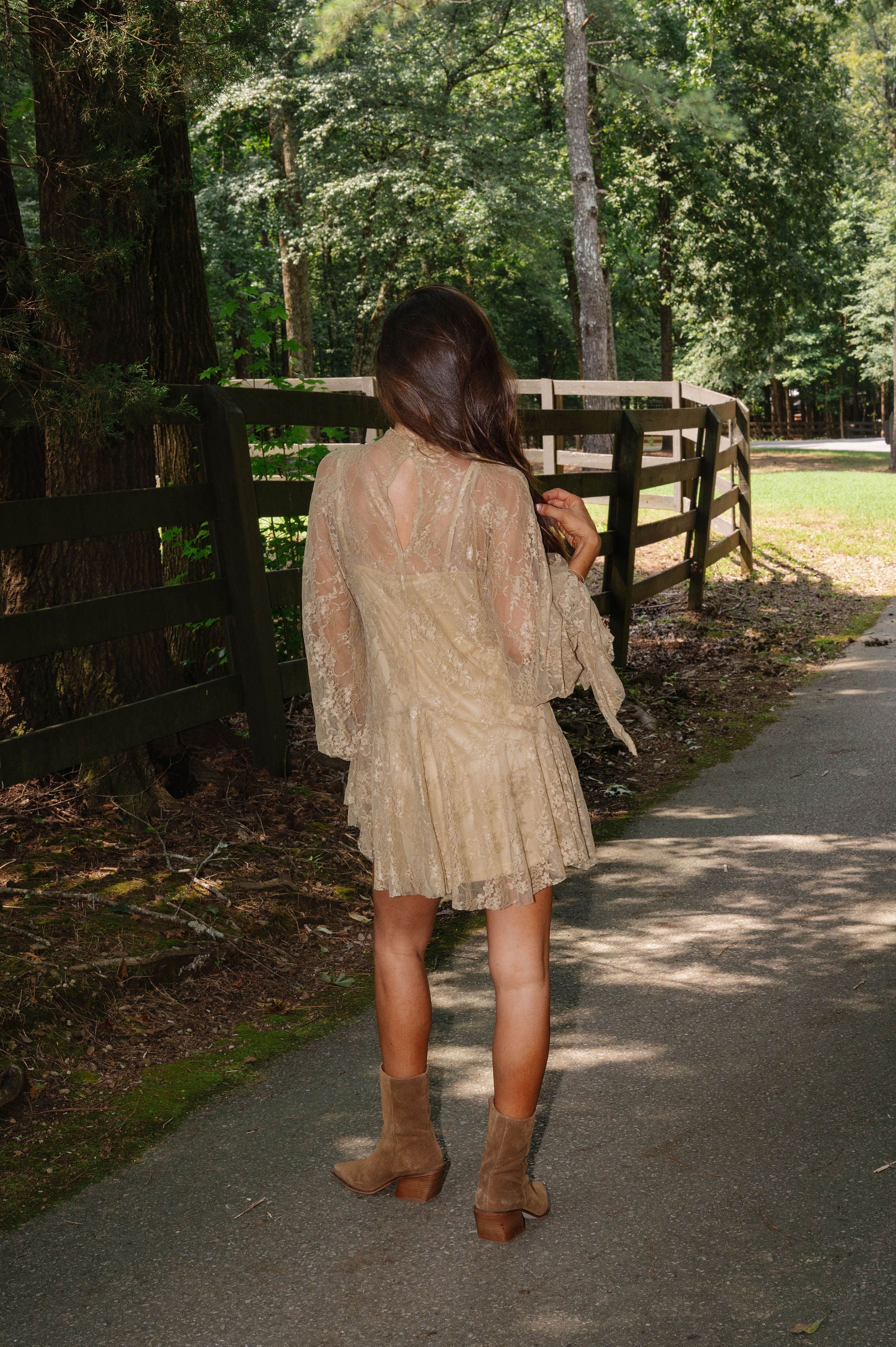 Floral Lace Mini Dress-Moss Green