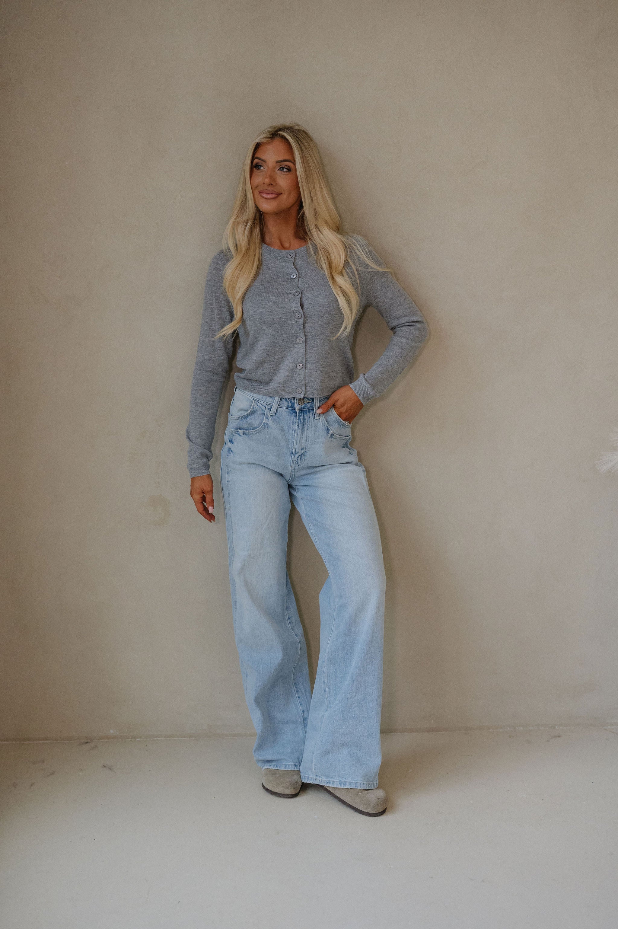 Gianna Knit Top-Heather Grey