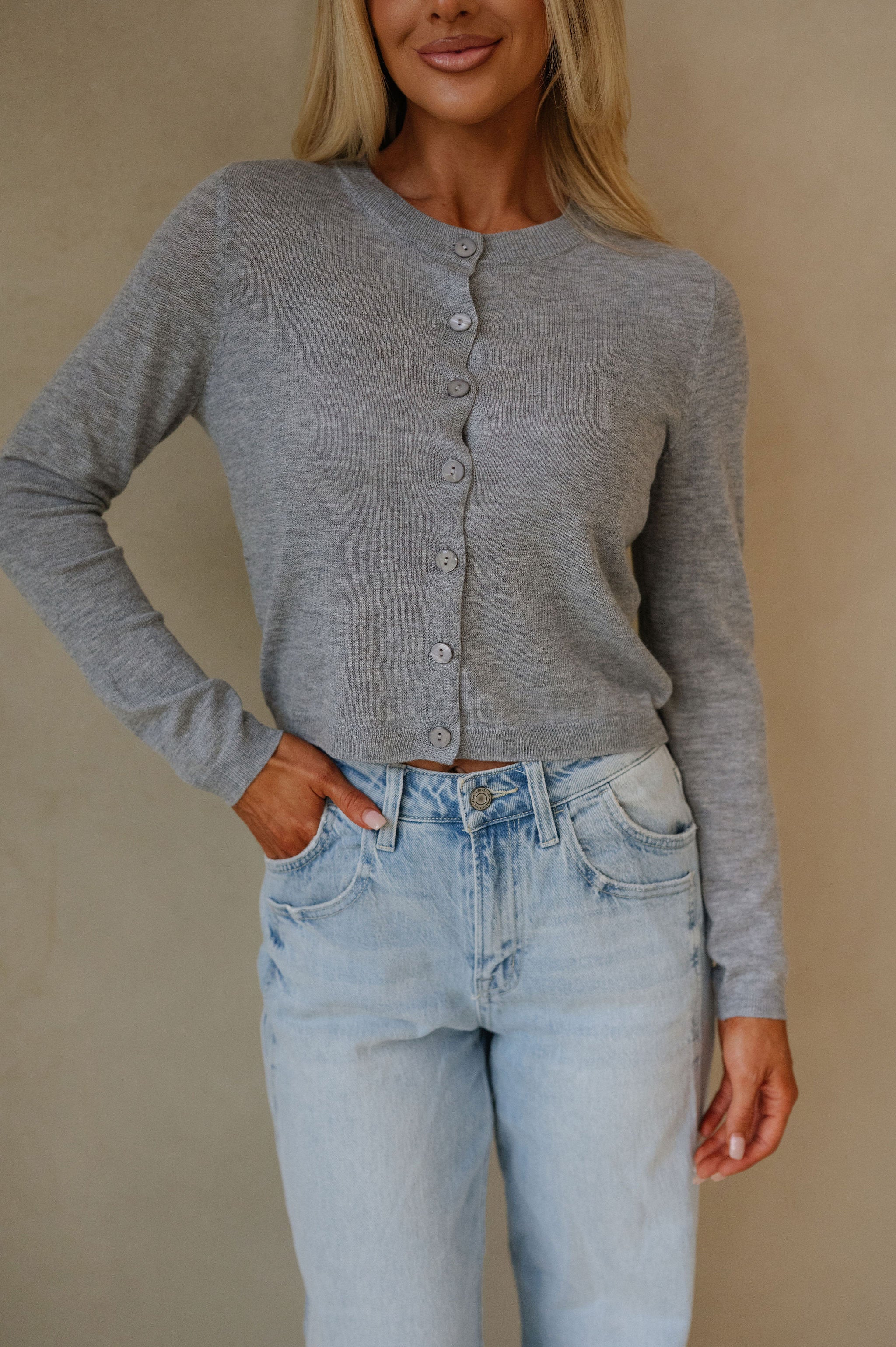 Gianna Knit Top-Heather Grey