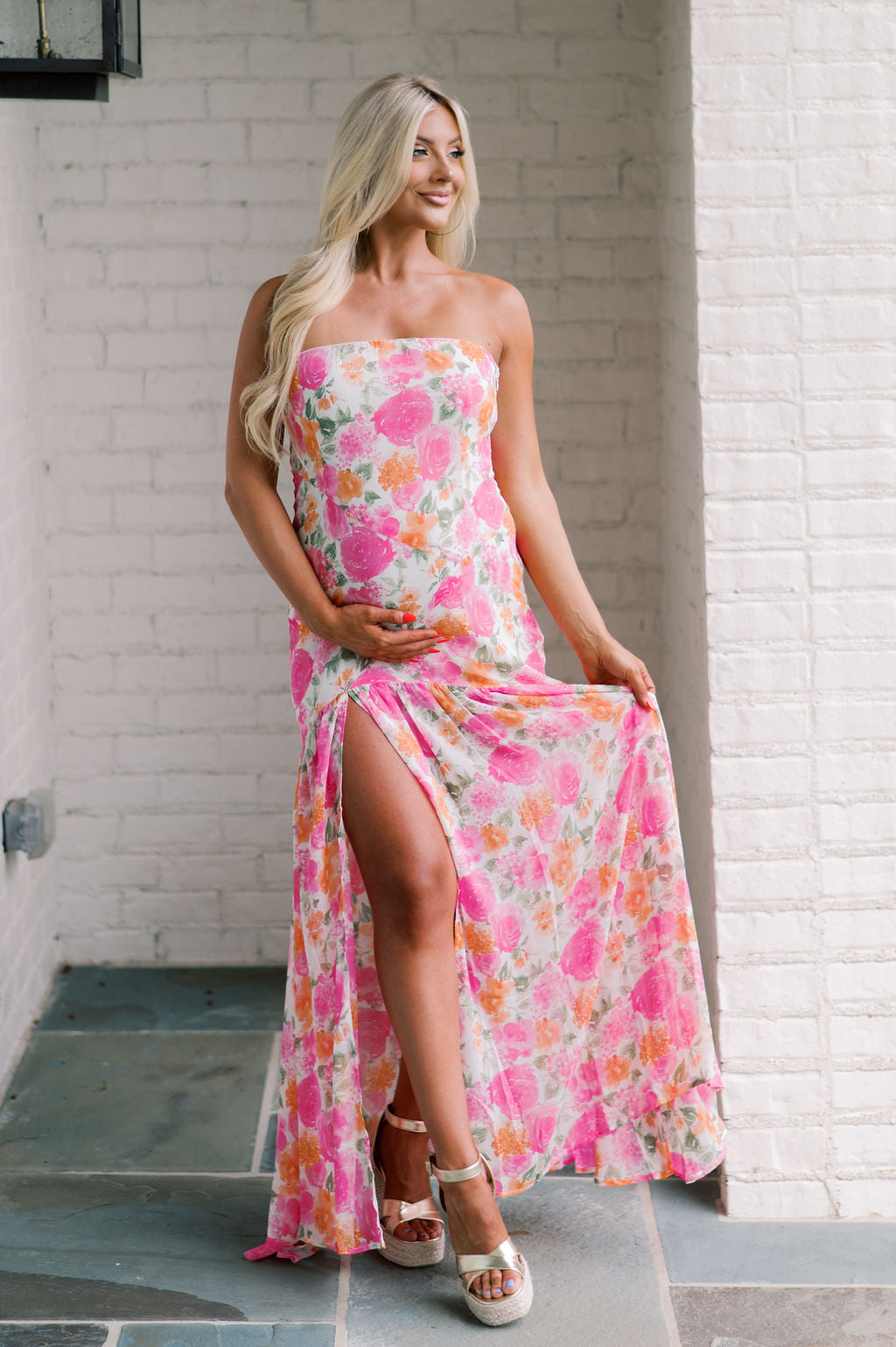 Jess Floral Dress-Off White/Pink