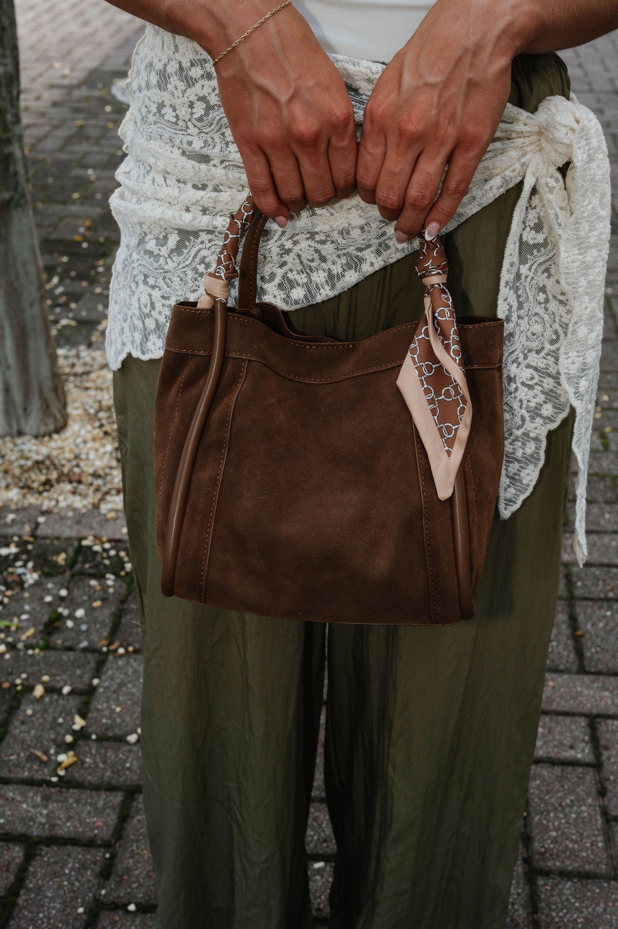 Gianna Suede Bag- Chocolate