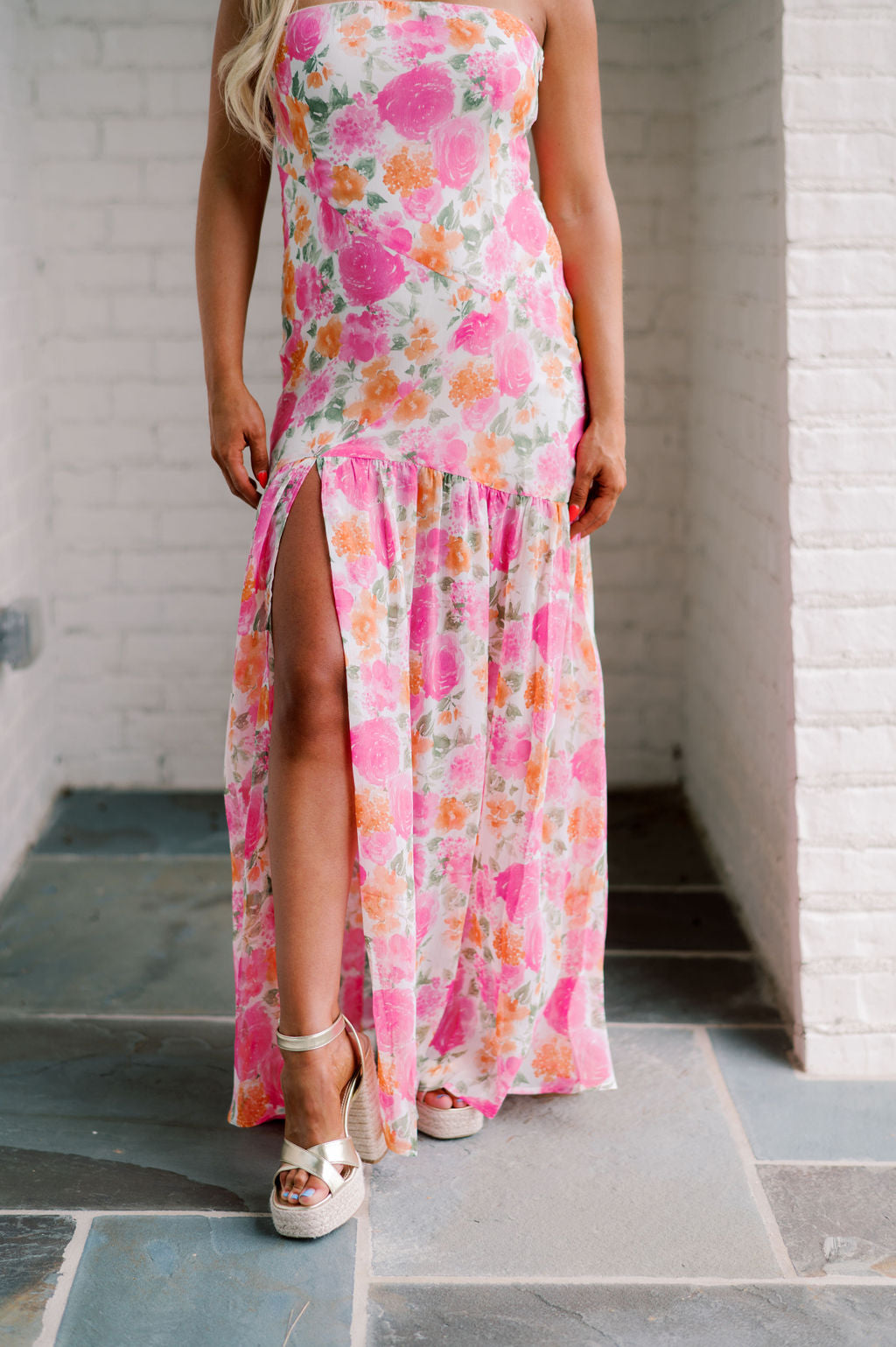 Jess Floral Dress-Off White/Pink