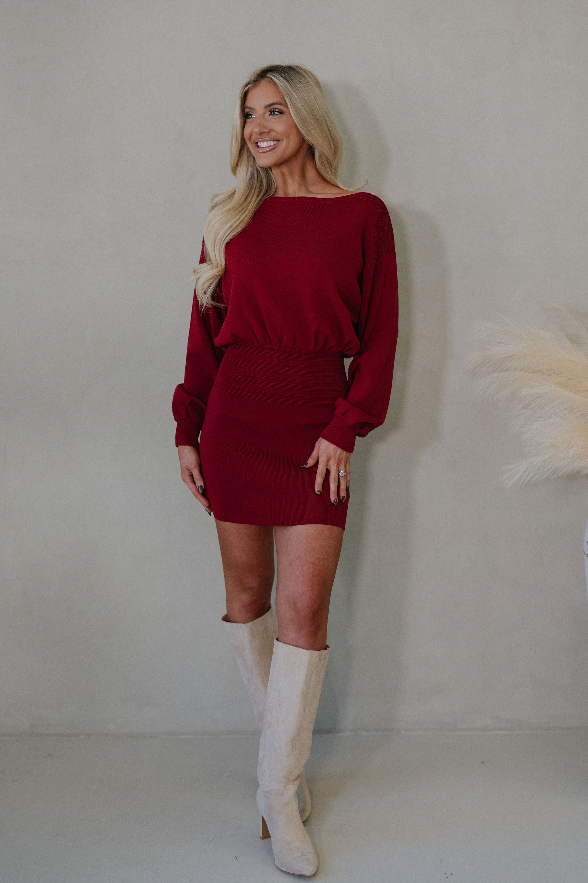 Fran Mini Dress-Dark Red