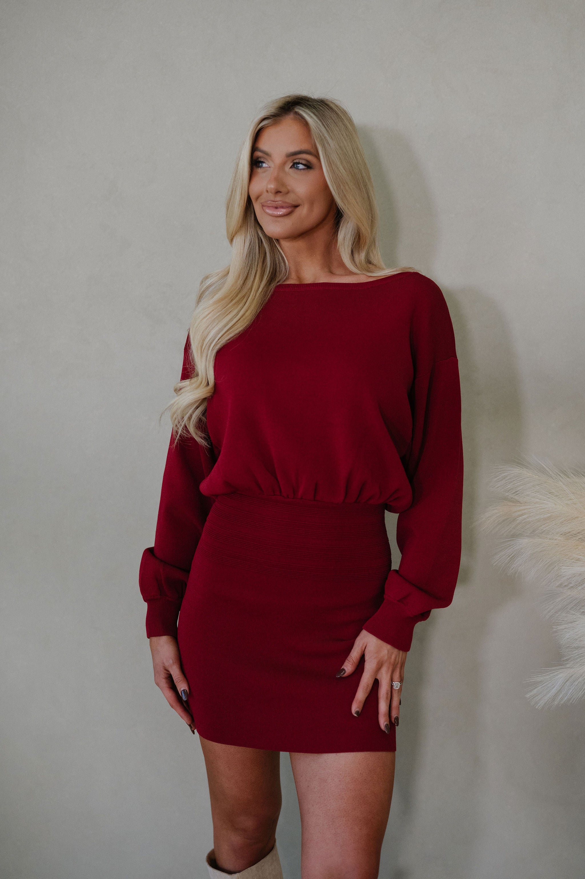 Fran Mini Dress-Dark Red