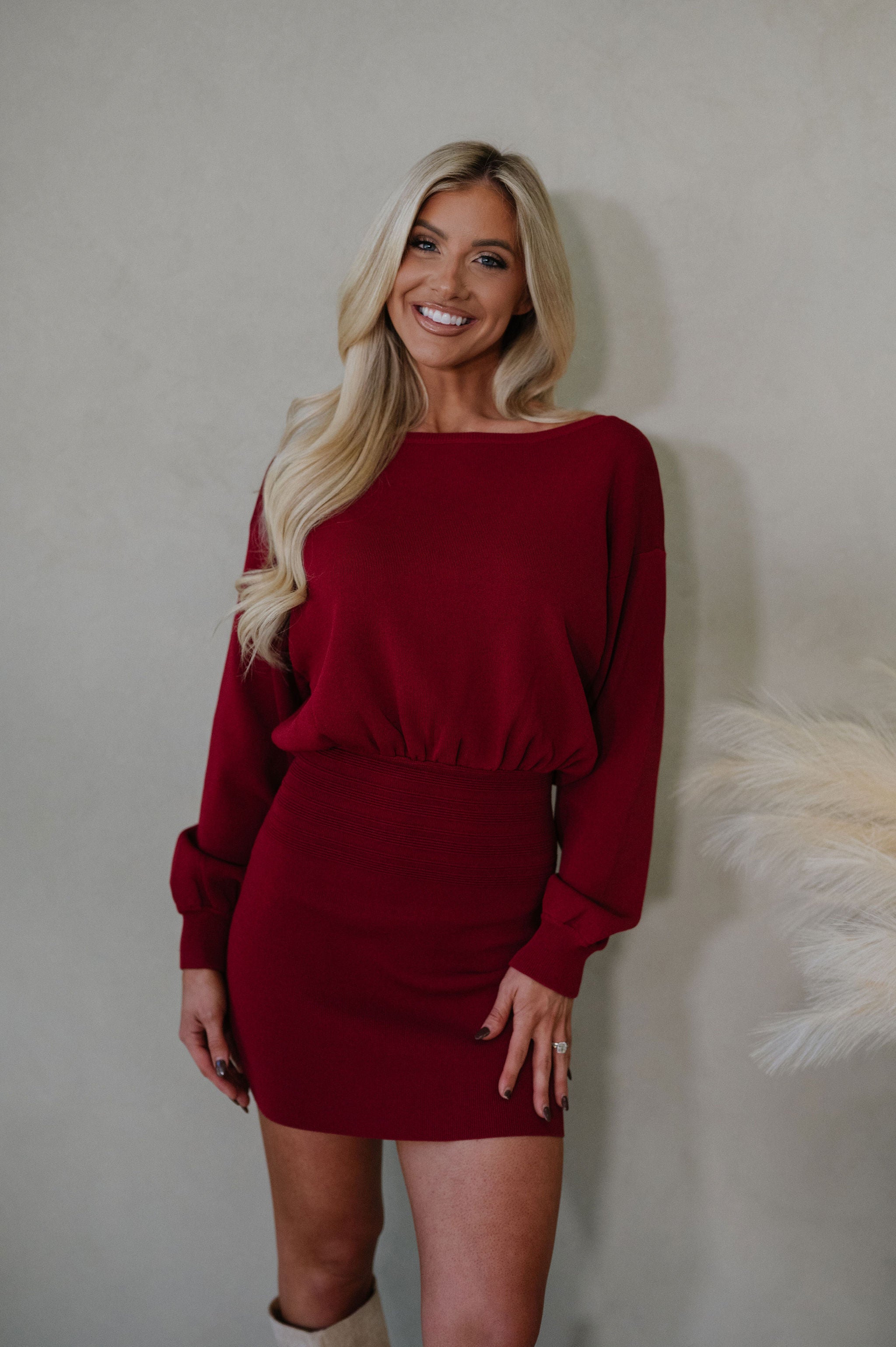 Fran Mini Dress-Dark Red