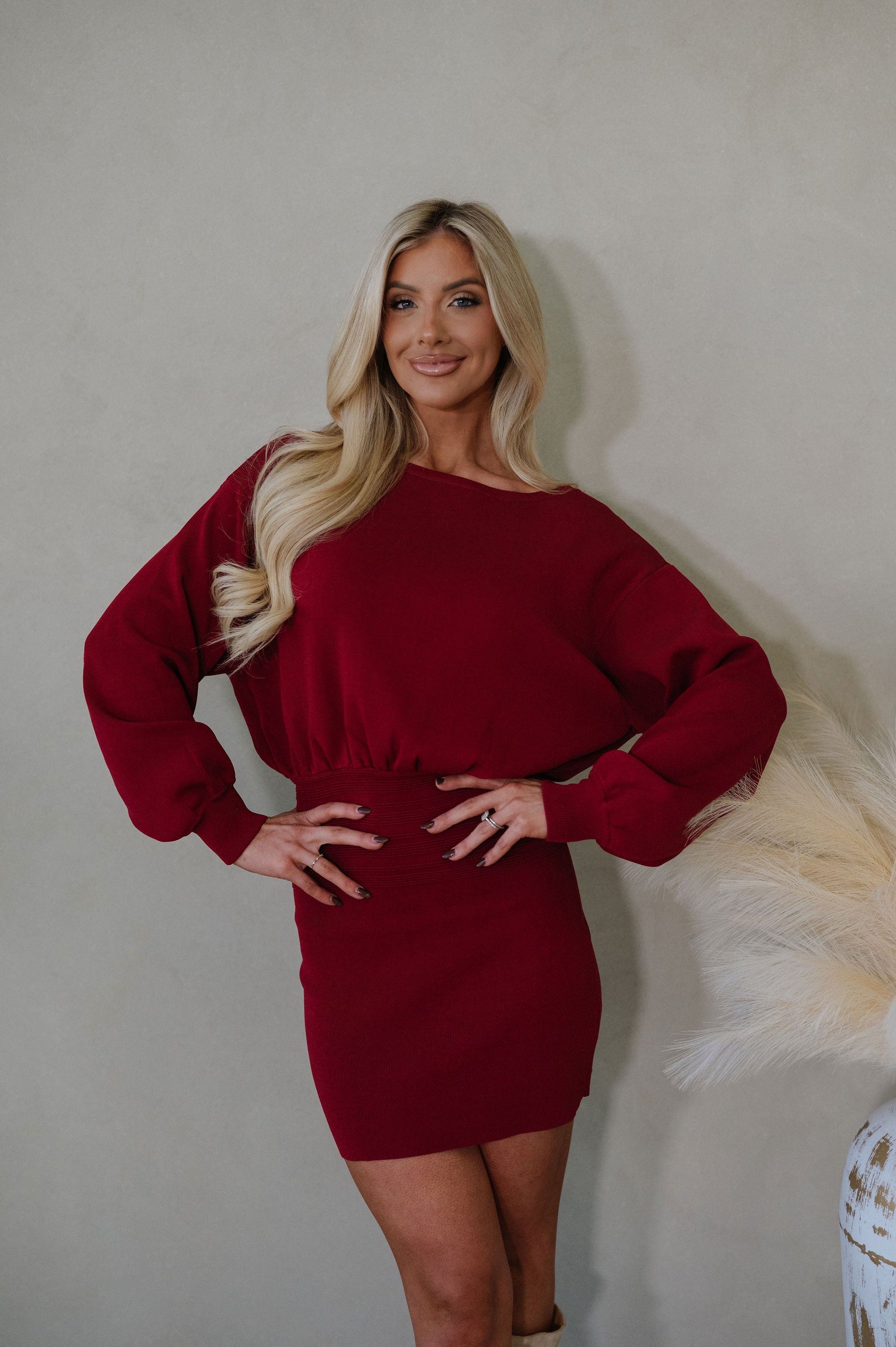 Fran Mini Dress-Dark Red