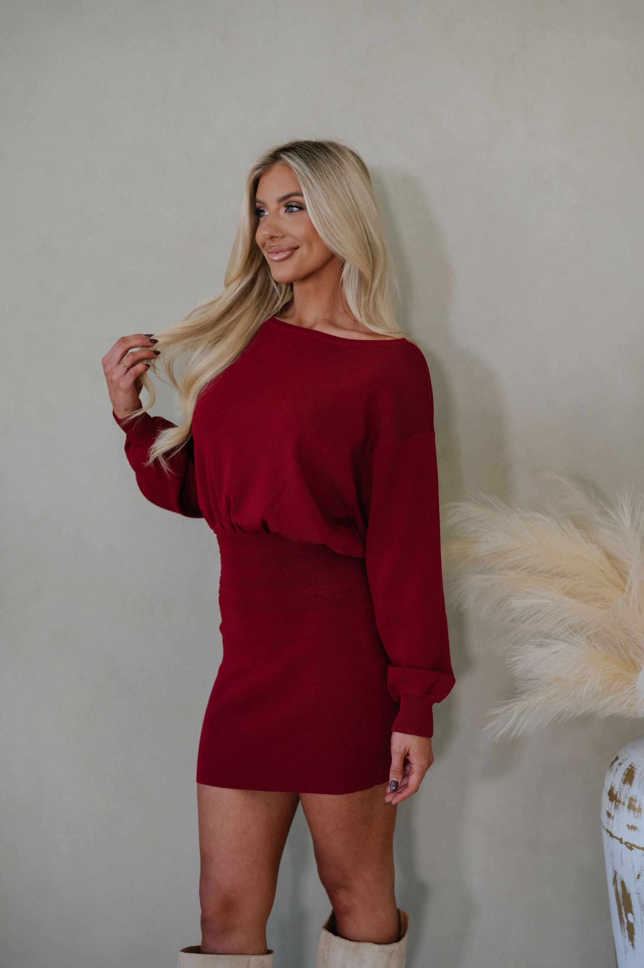Fran Mini Dress-Dark Red
