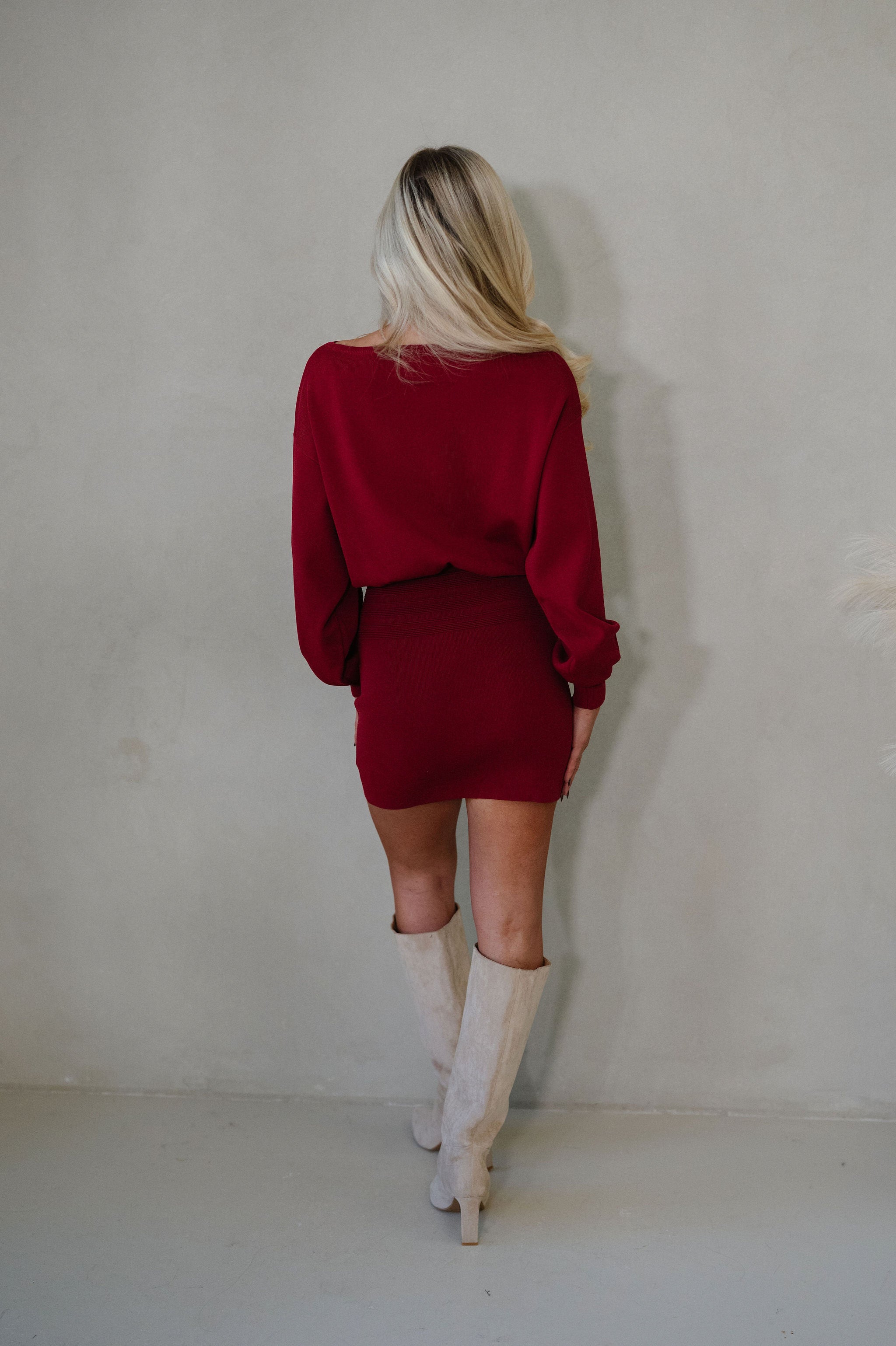 Fran Mini Dress-Dark Red