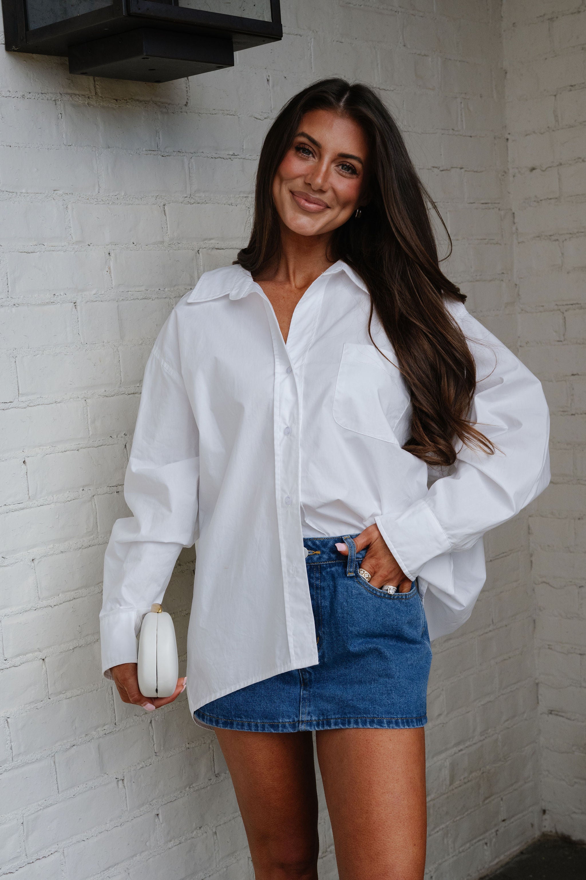 Mia Oversized Poplin Shirt-Off White