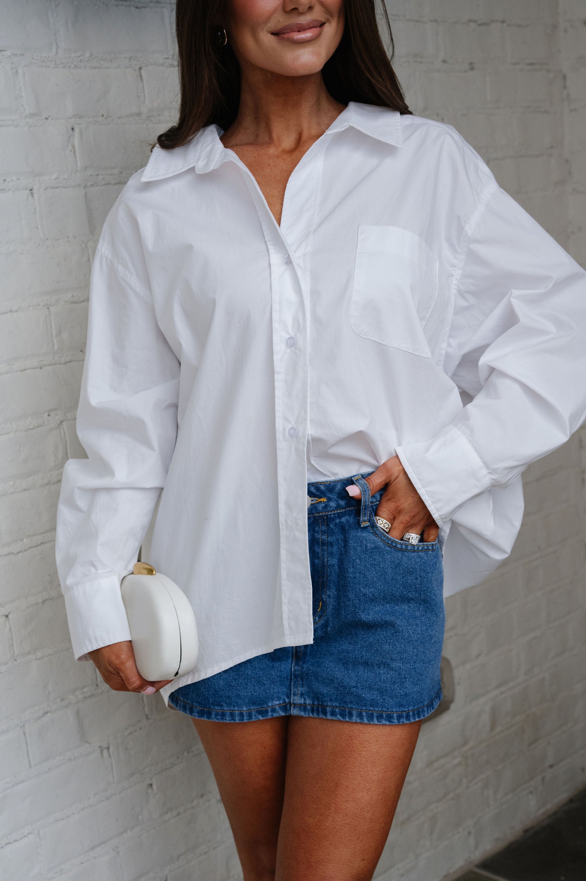 Mia Oversized Poplin Shirt-Off White