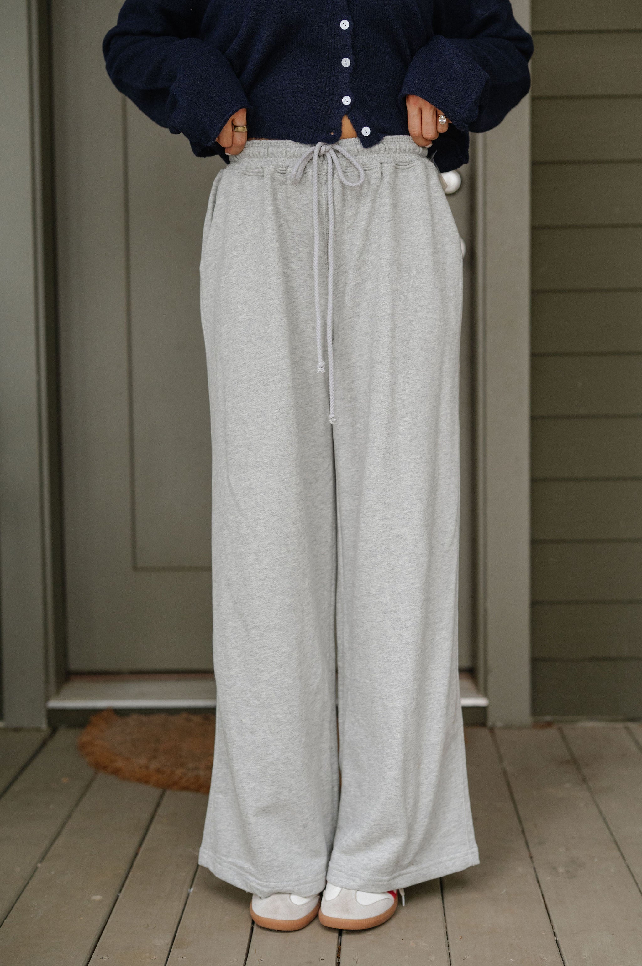 Onset Wide Leg Pants-Heather Grey