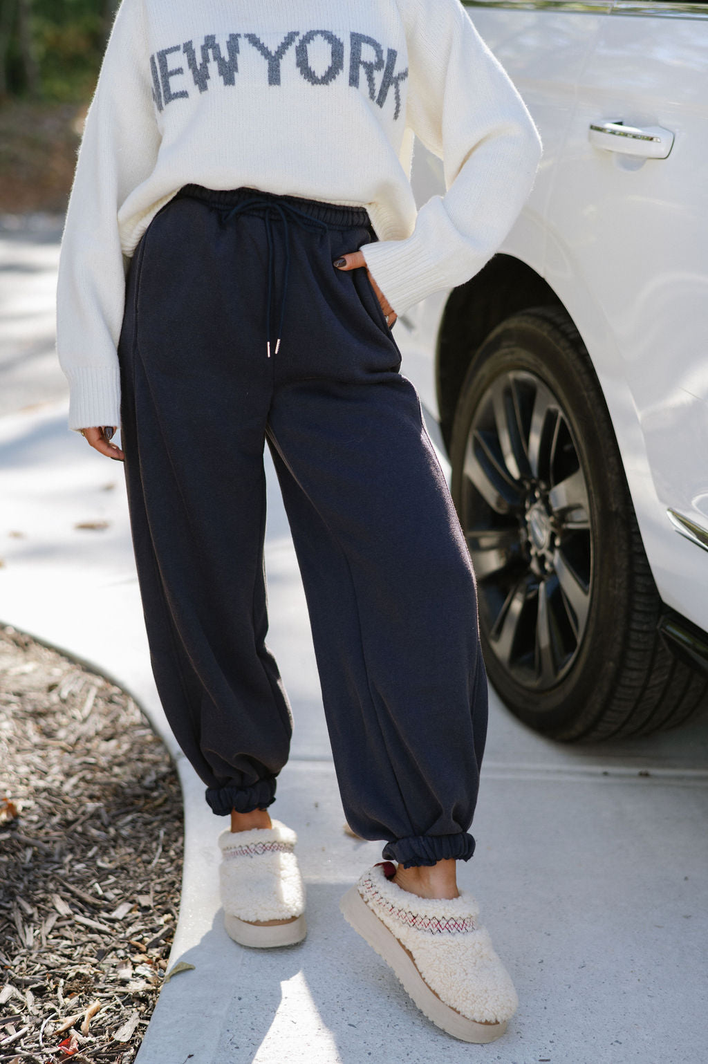 Cynthia Washed Jogger Pants-Navy