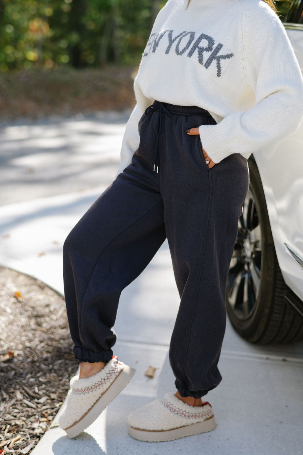 Cynthia Washed Jogger Pants-Navy