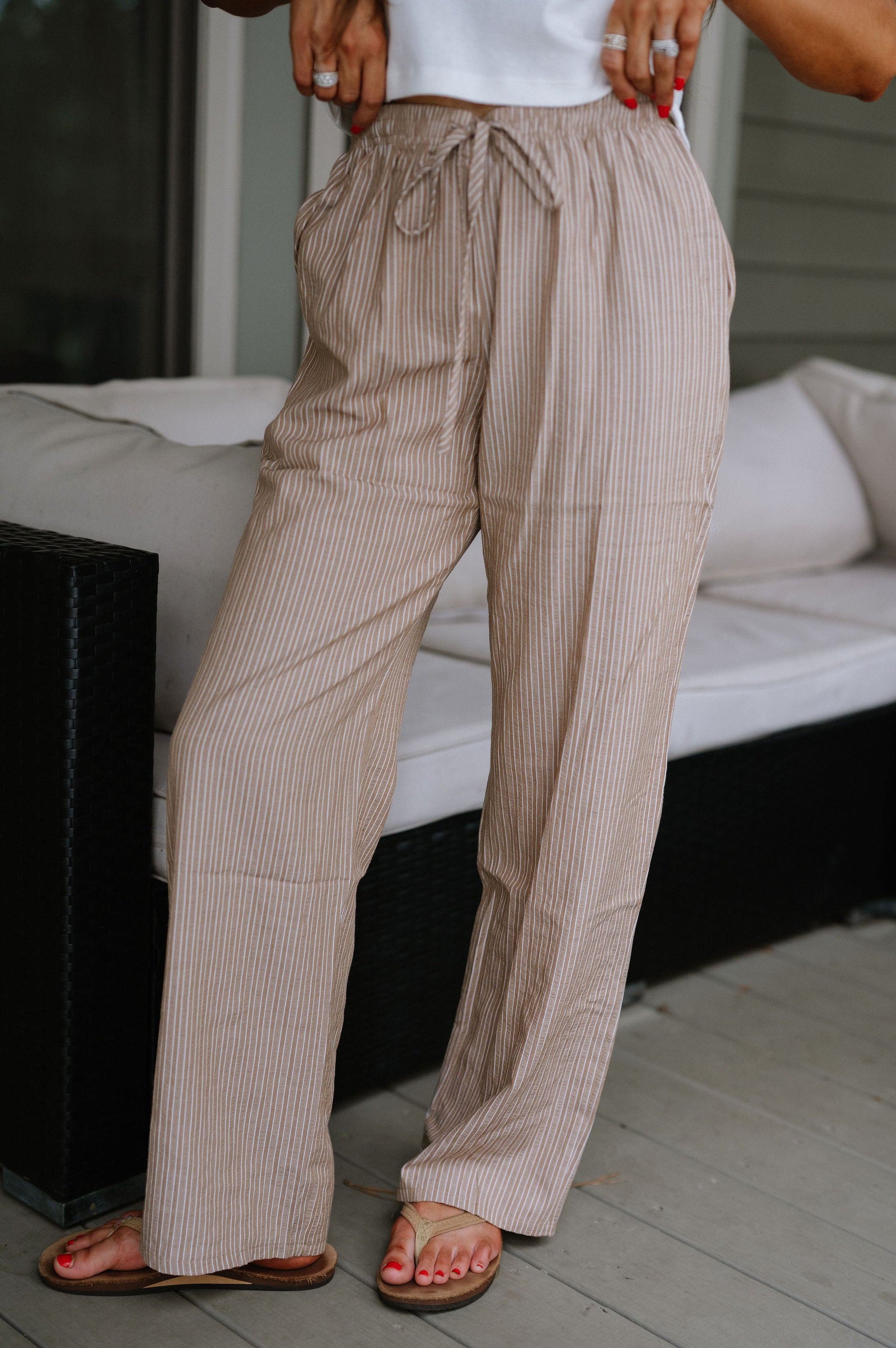 Charlie Stripe Pant-Khaki