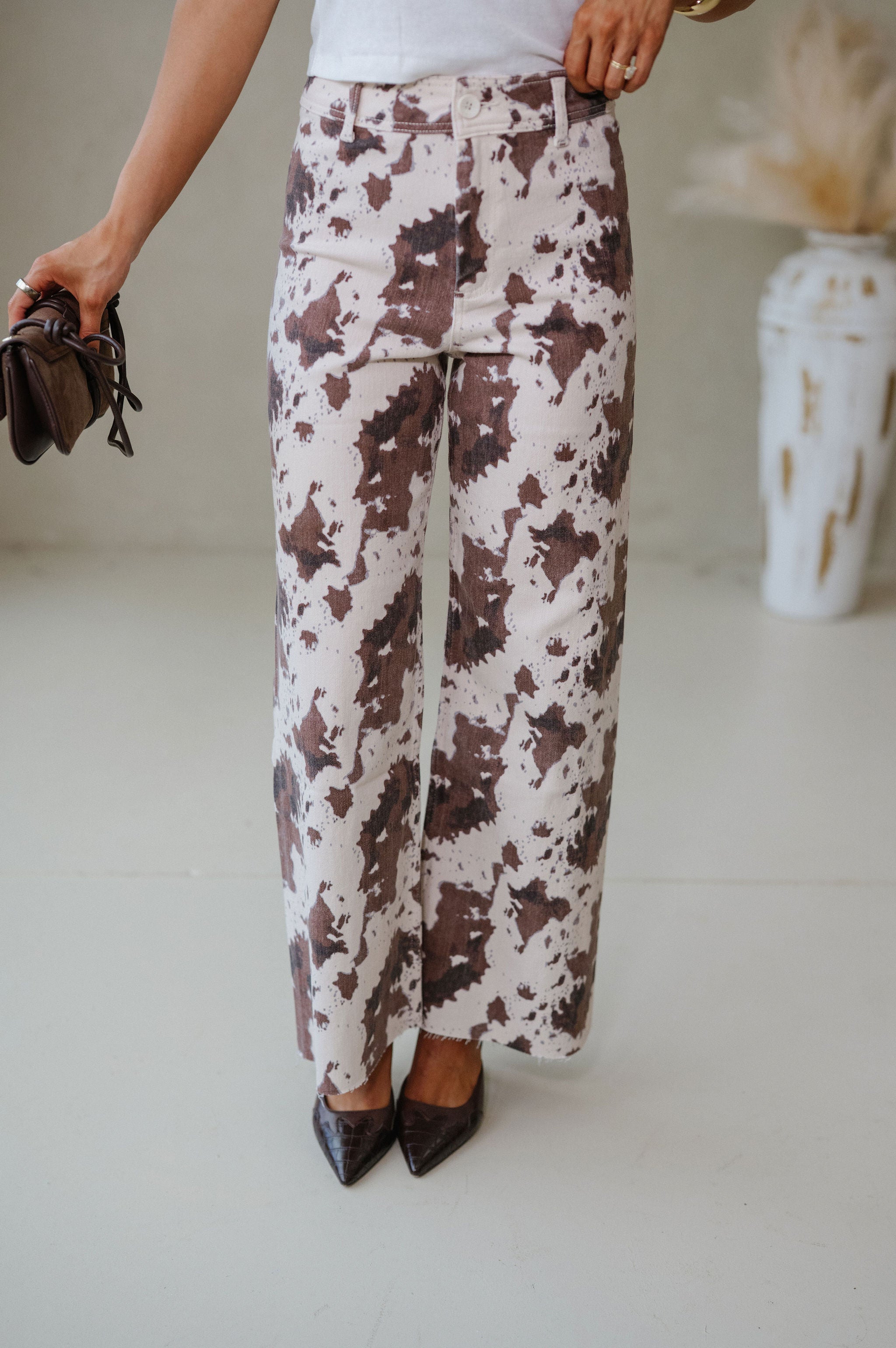 Francie Printed Pants-Brown Multi