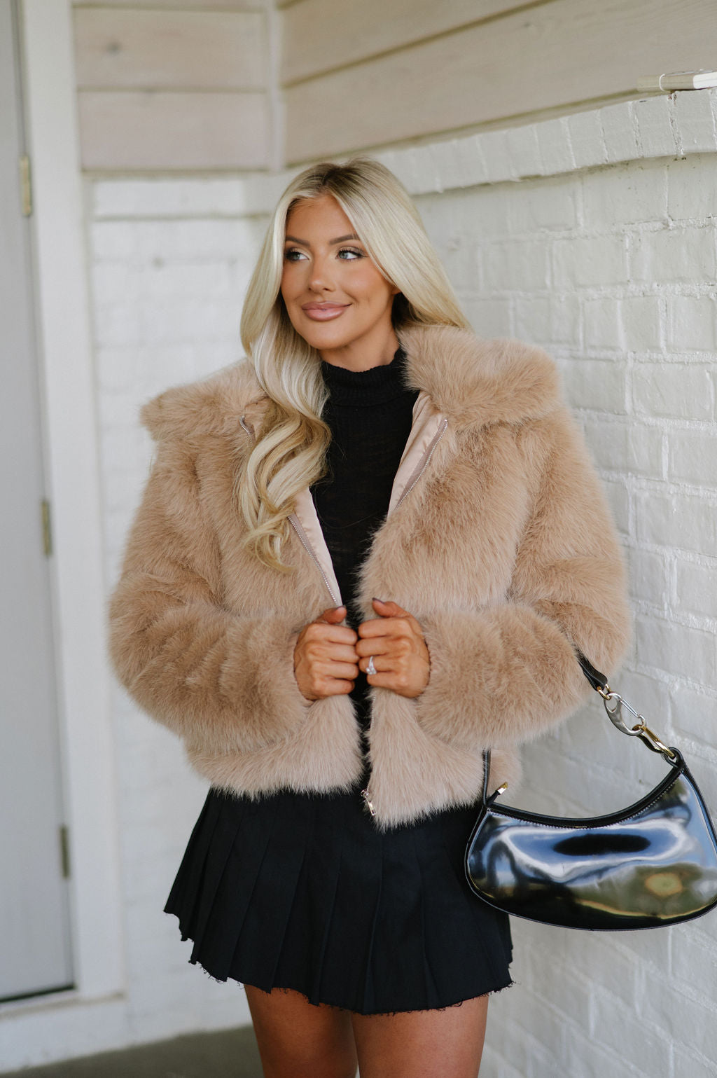 City Girl Faux Fur Jacket-Mocha