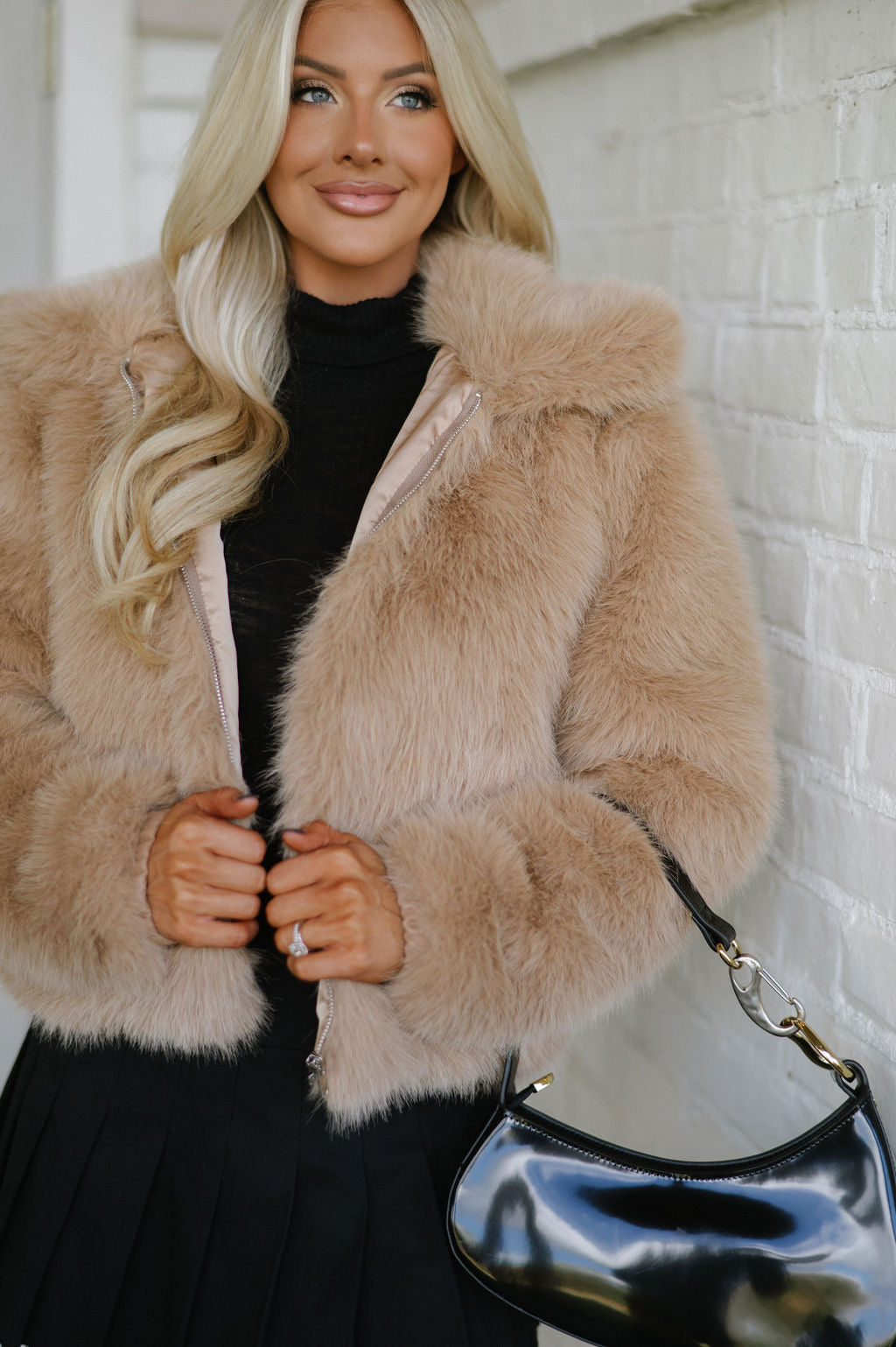 City Girl Faux Fur Jacket-Mocha