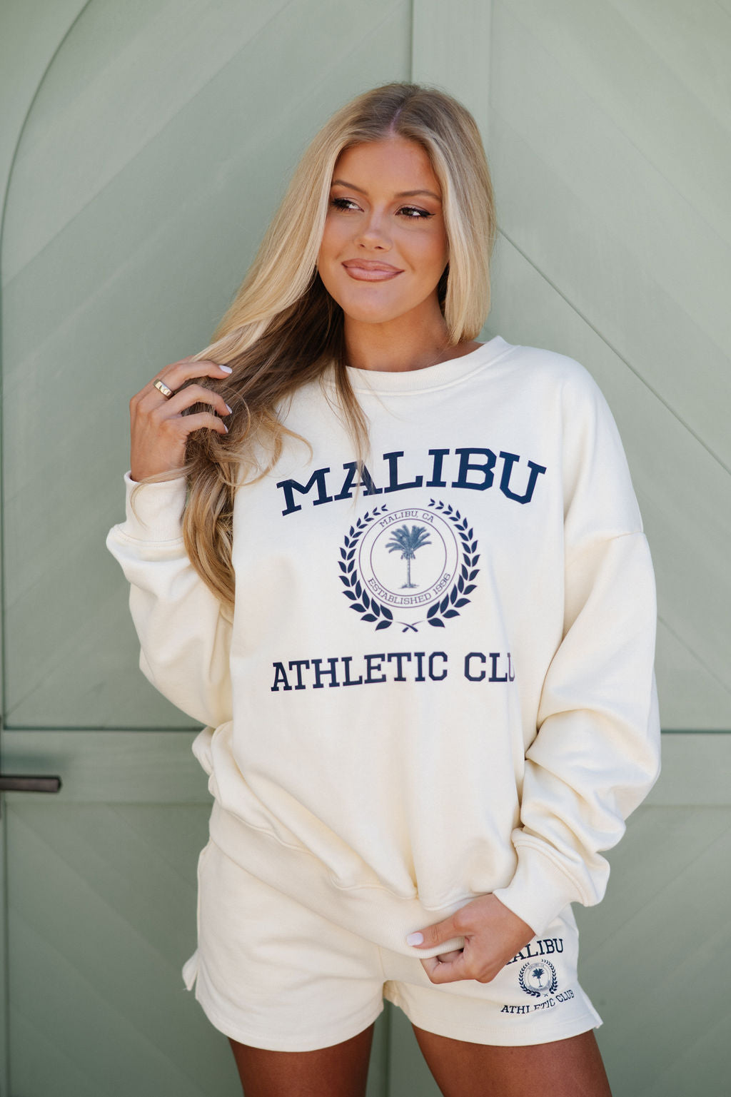 Malibu Crewneck Sweat Set-Cream