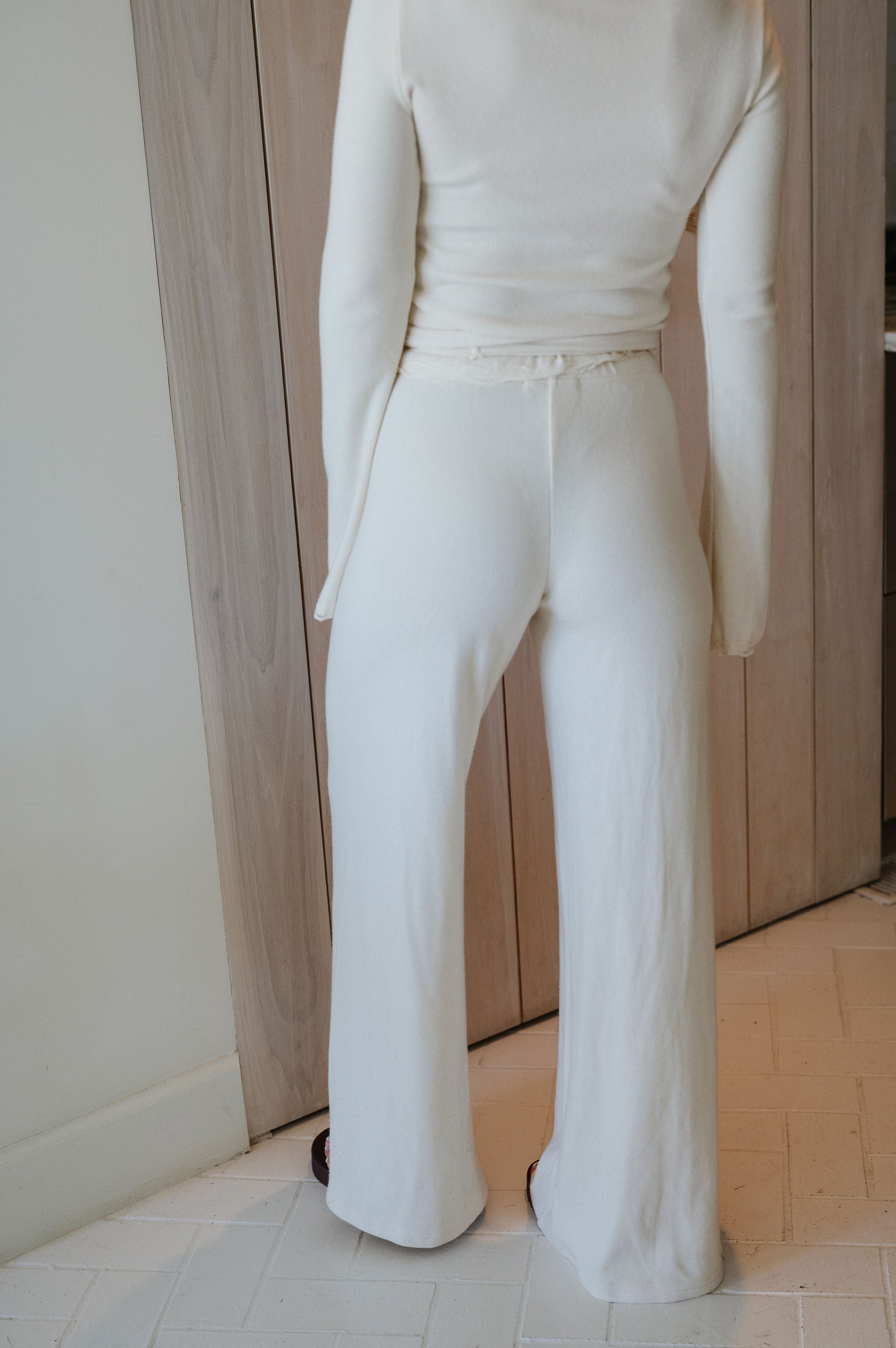 Darcy Scallop Lace Trim Pants Set-Cream