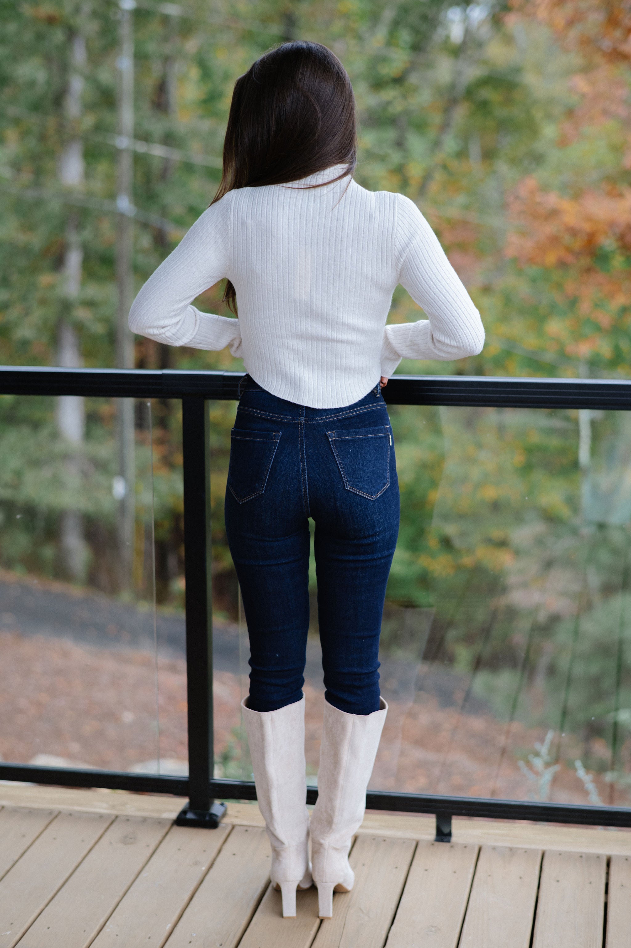 Tilly Ribbed Mock Neck Sweater-Cream