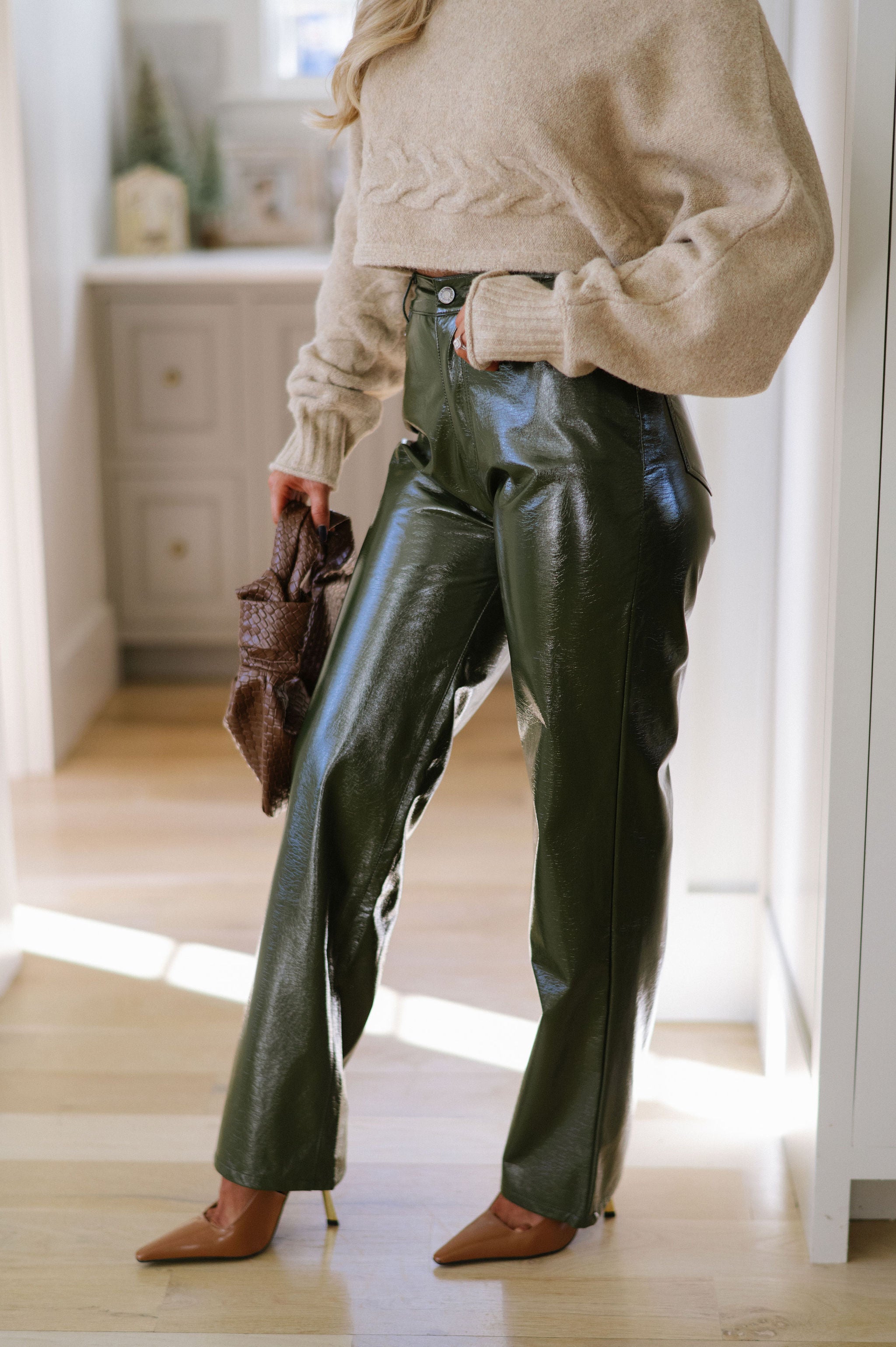 Wide Leg Pants-Dark Olive