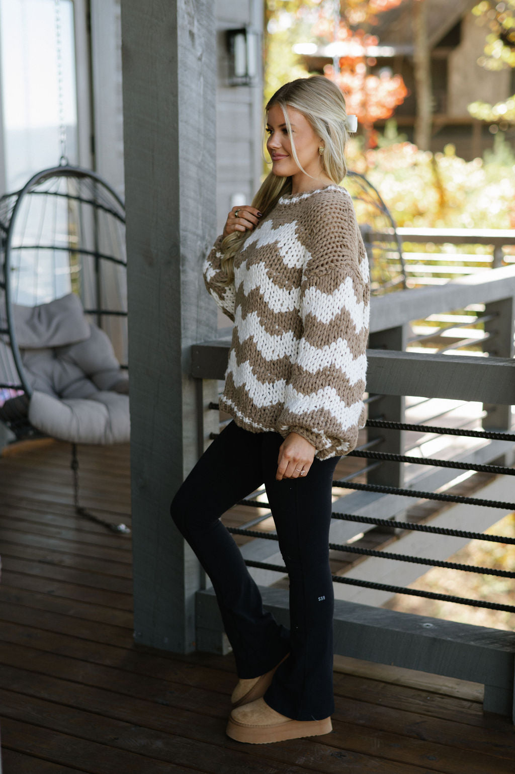 Oversized Chunky Sweater-Camel/Ivory