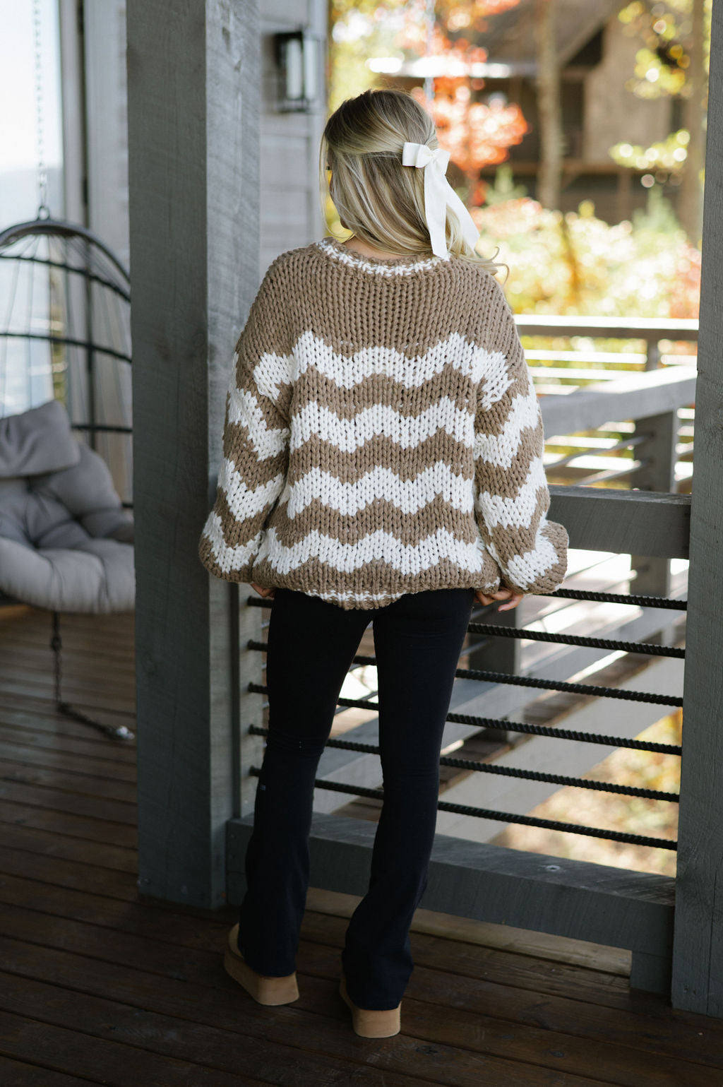 Oversized Chunky Sweater-Camel/Ivory