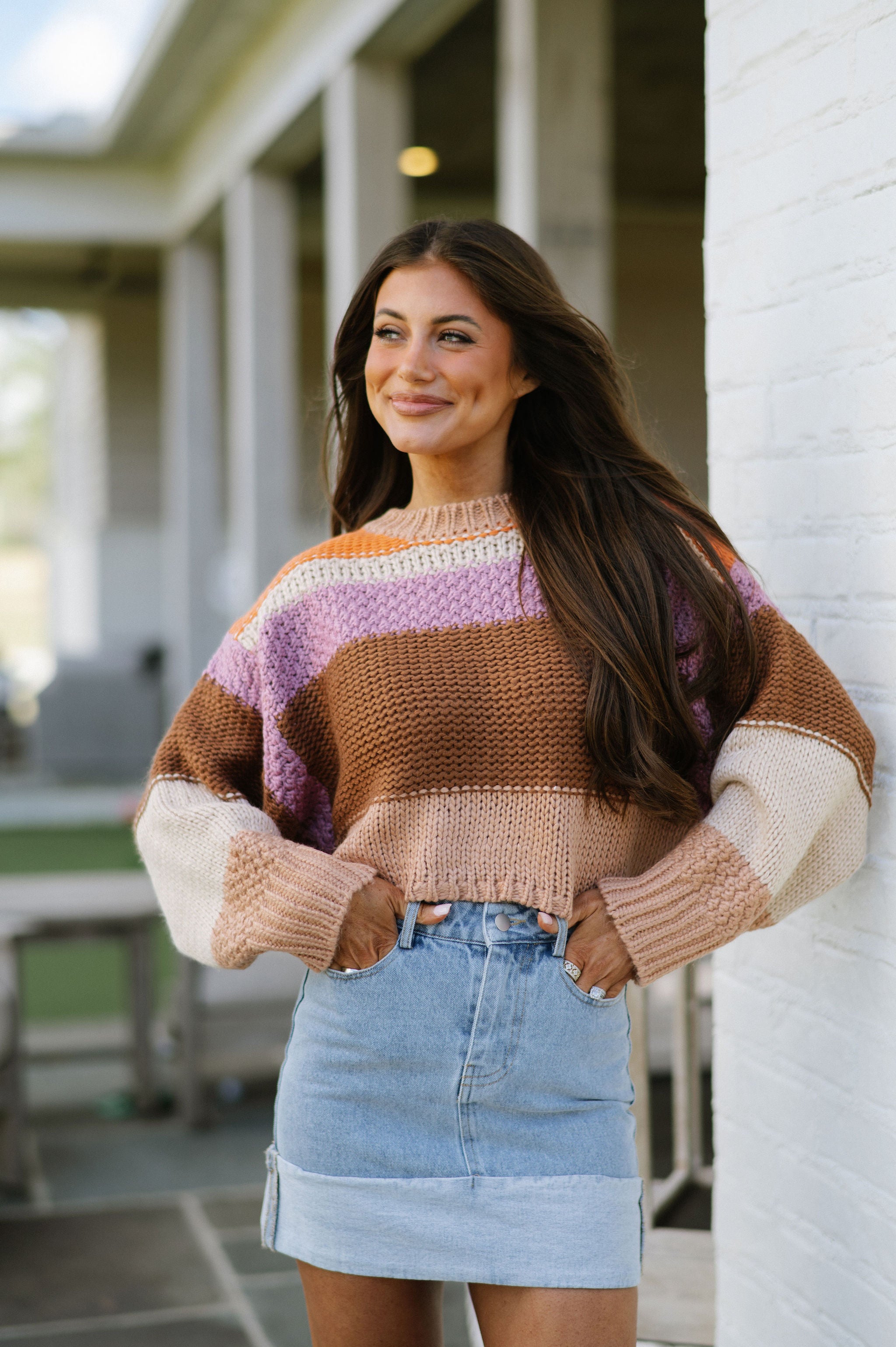 Melanie Multicolor Sweater-Beige Mix