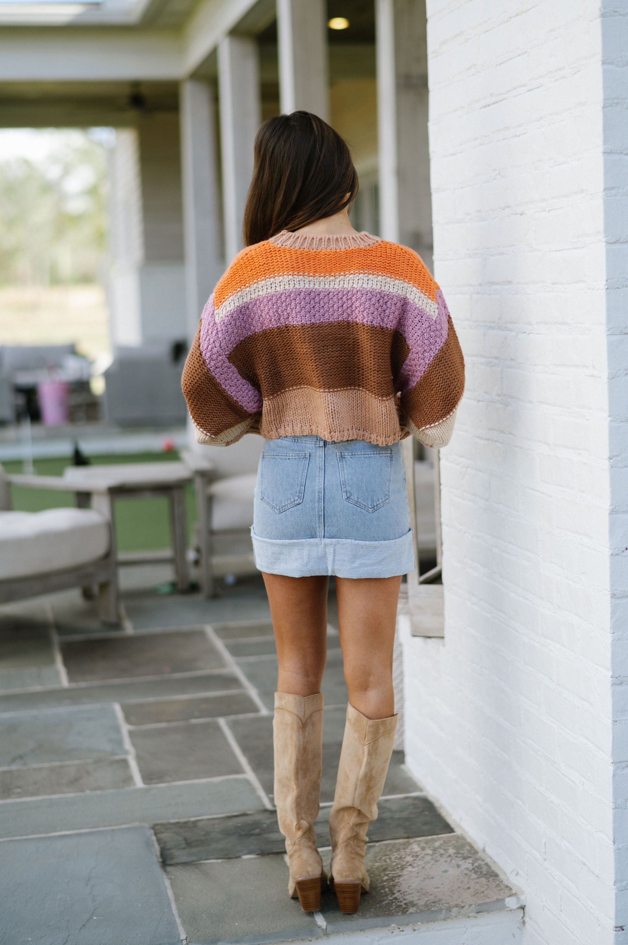 Melanie Multicolor Sweater-Beige Mix