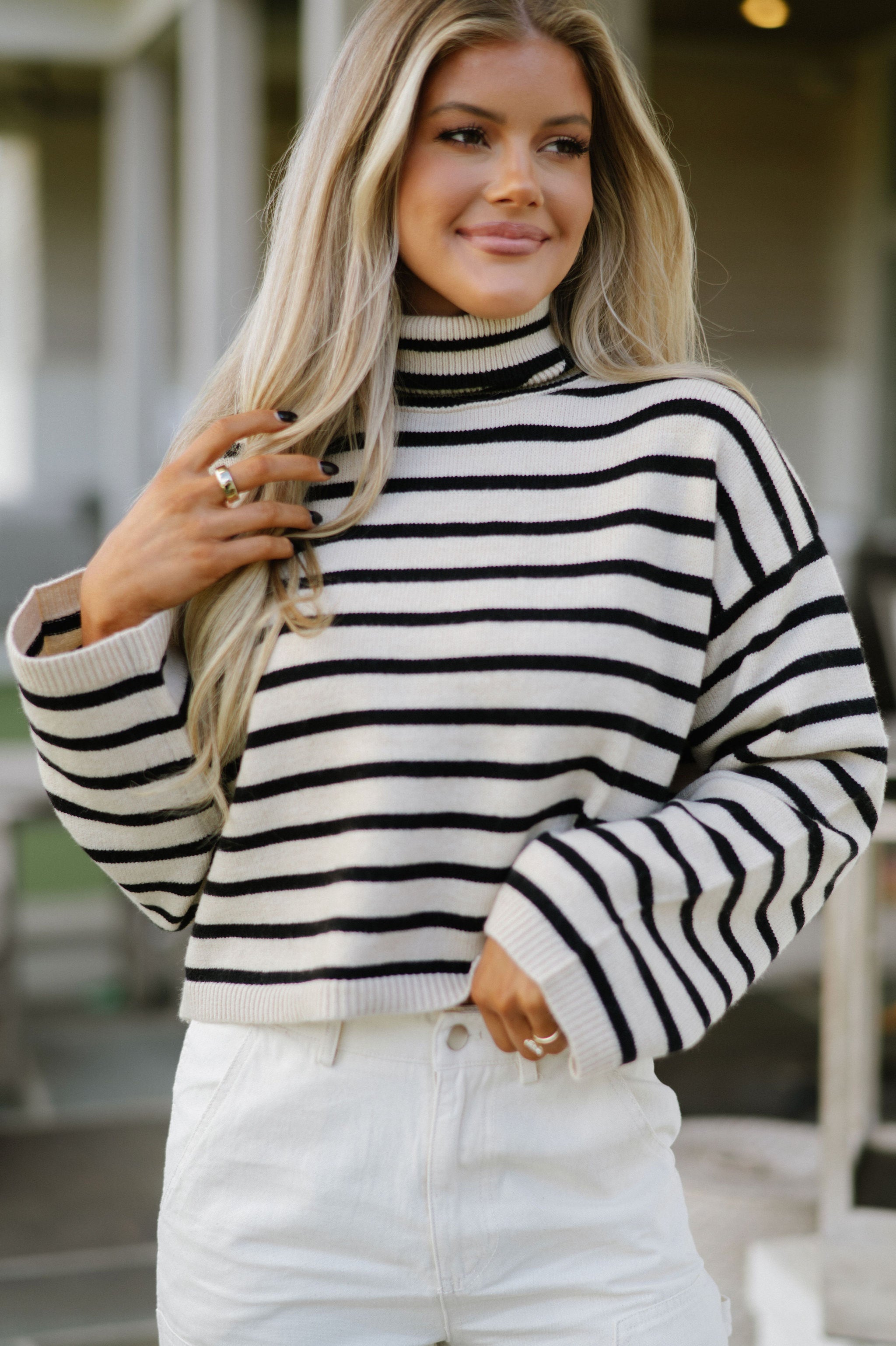 Bryan Striped Sweater-Taupe/Black