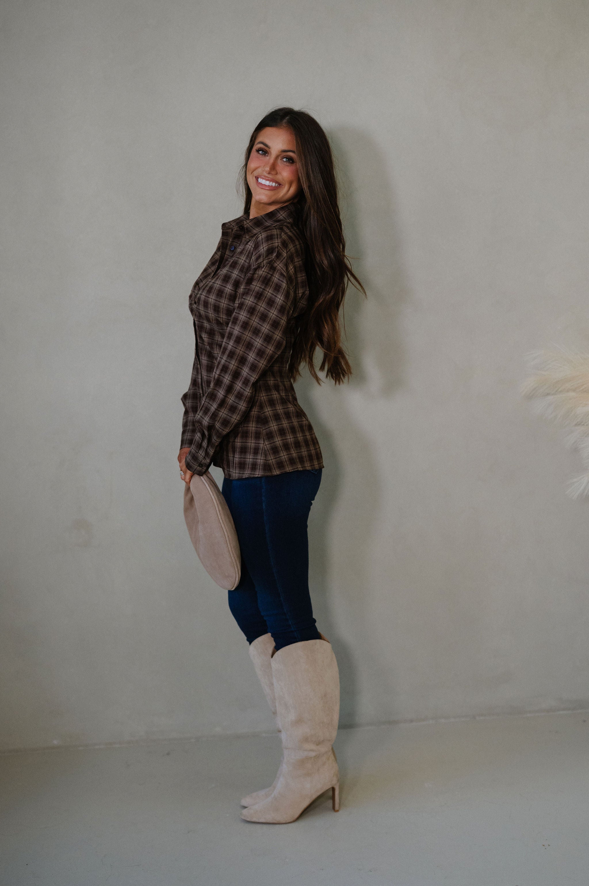 Allison Plaid Shirt-Brown