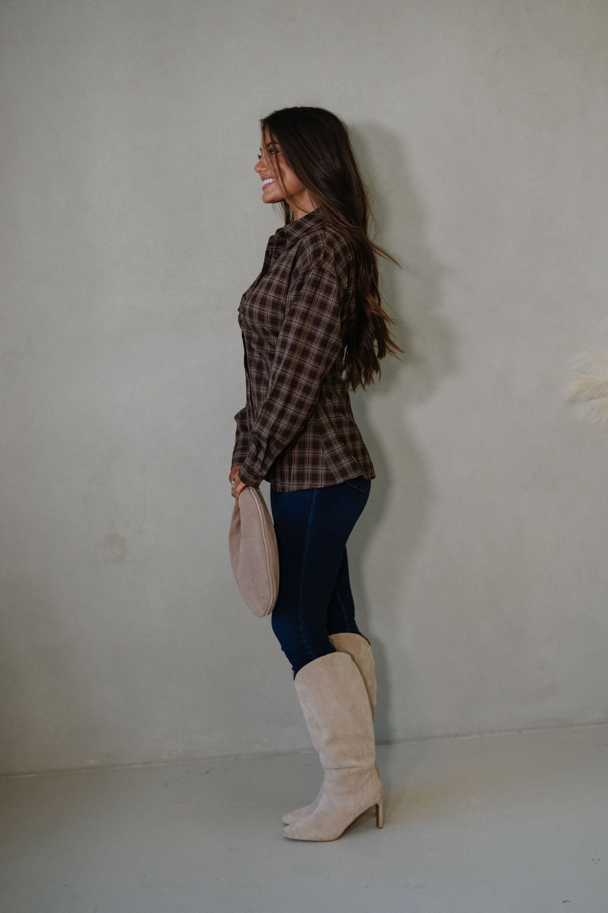 Allison Plaid Shirt-Brown