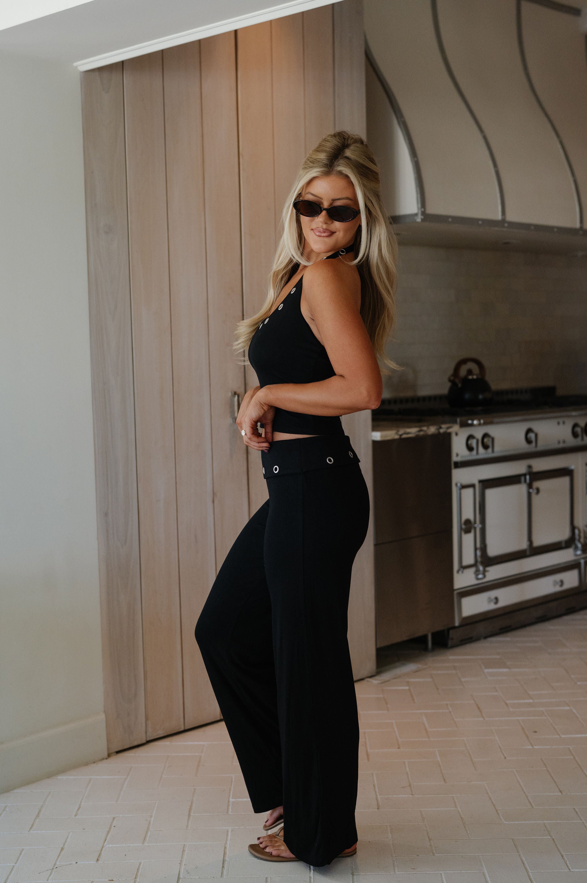 Joel Foldover Pants Set-Black