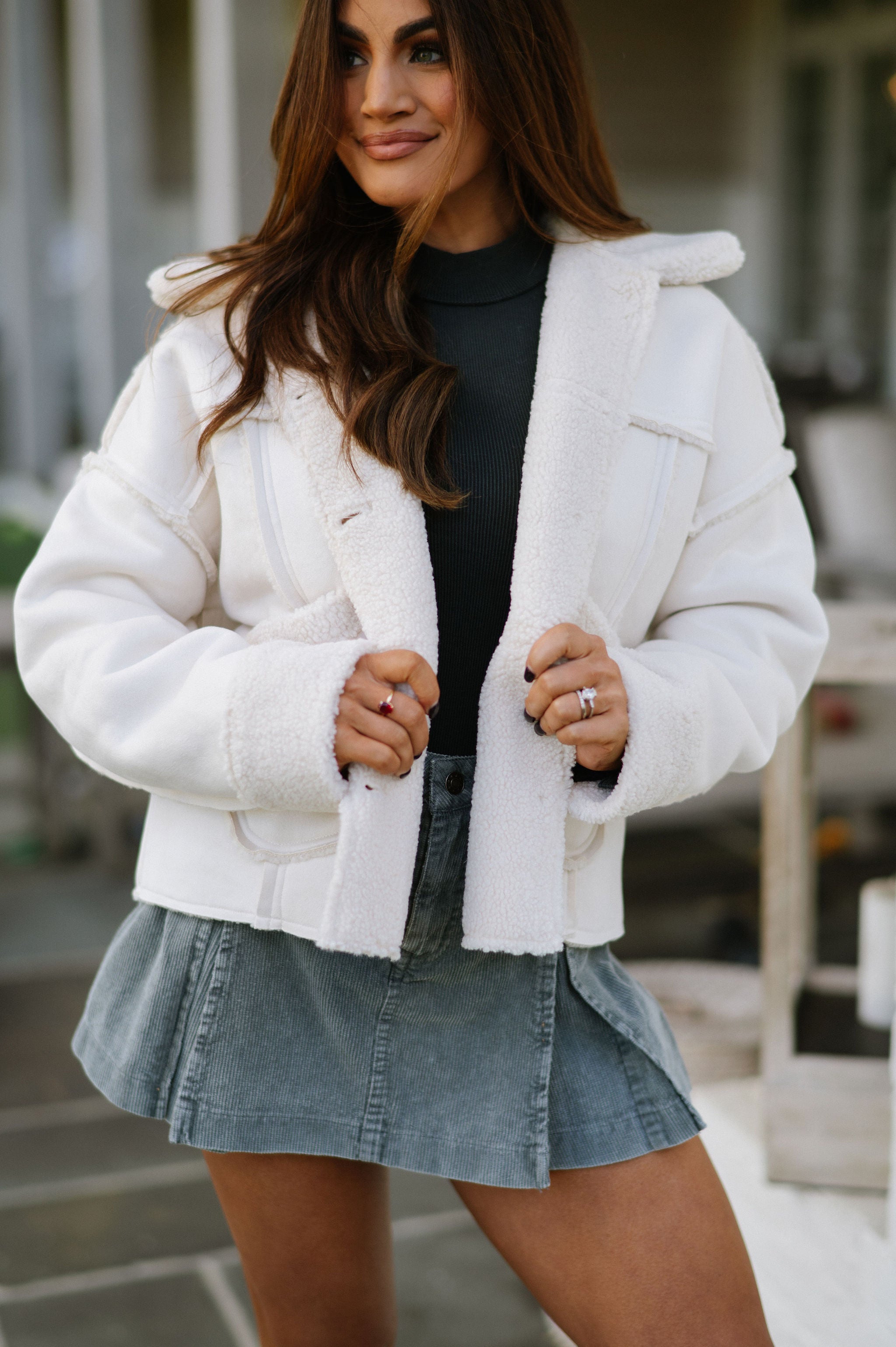 Shay Boxy Jacket- Cream