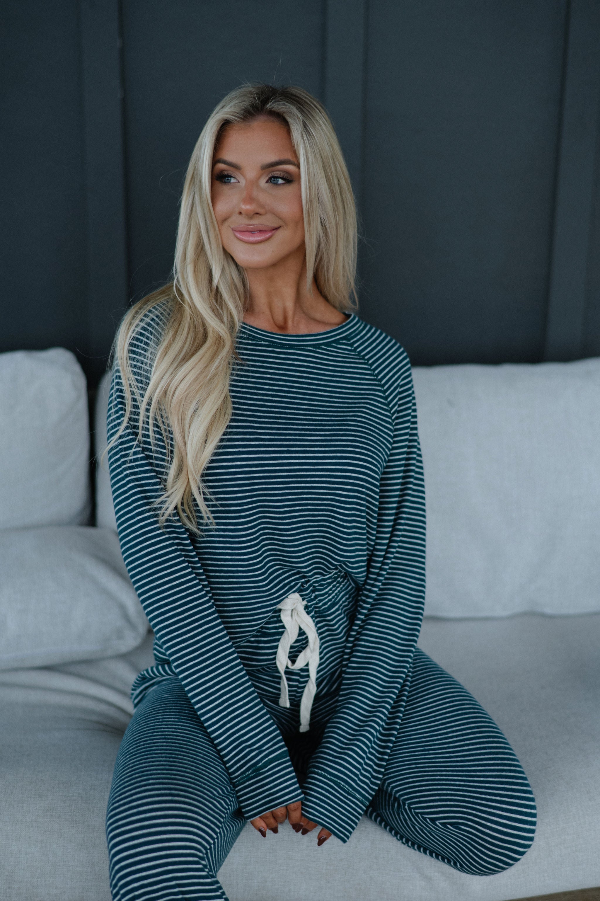 Ralph Stripe Jogger Set-Green/Cream