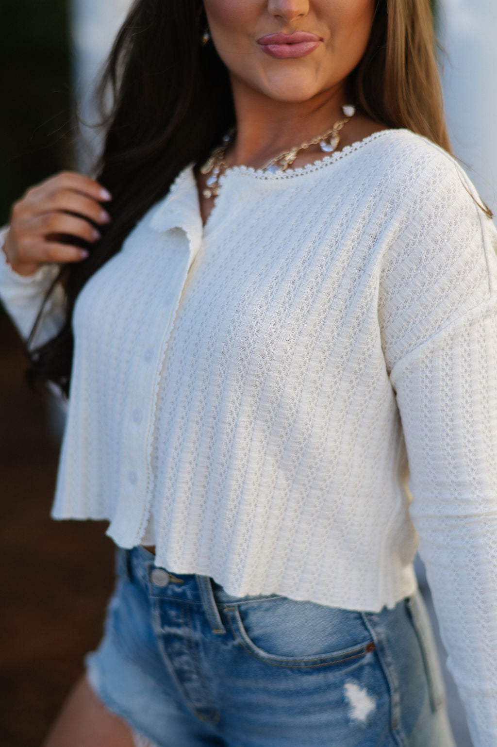 Brielle Knitted Crop Top-Ivory