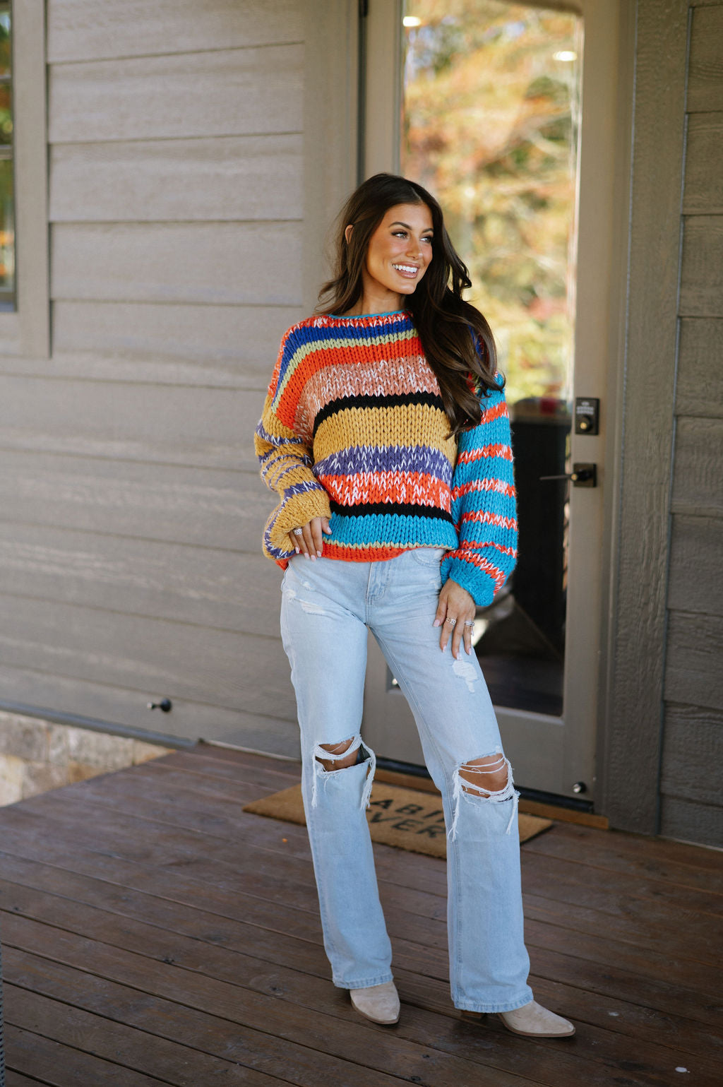 Oversized Pullover Sweater- Multicolored