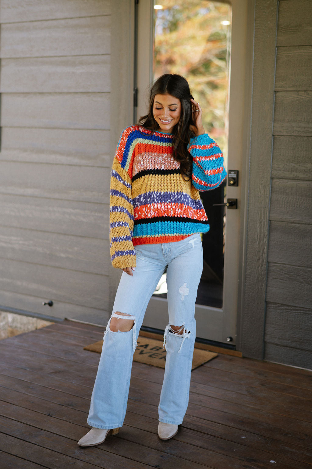 Oversized Pullover Sweater- Multicolored