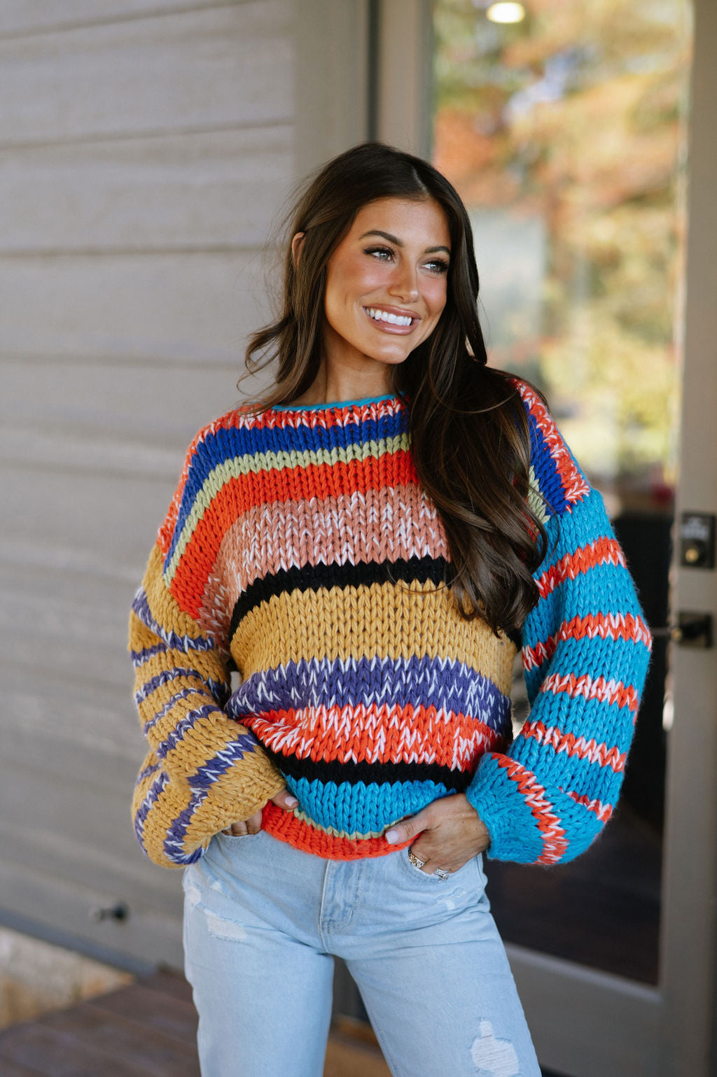 Oversized Pullover Sweater- Multicolored