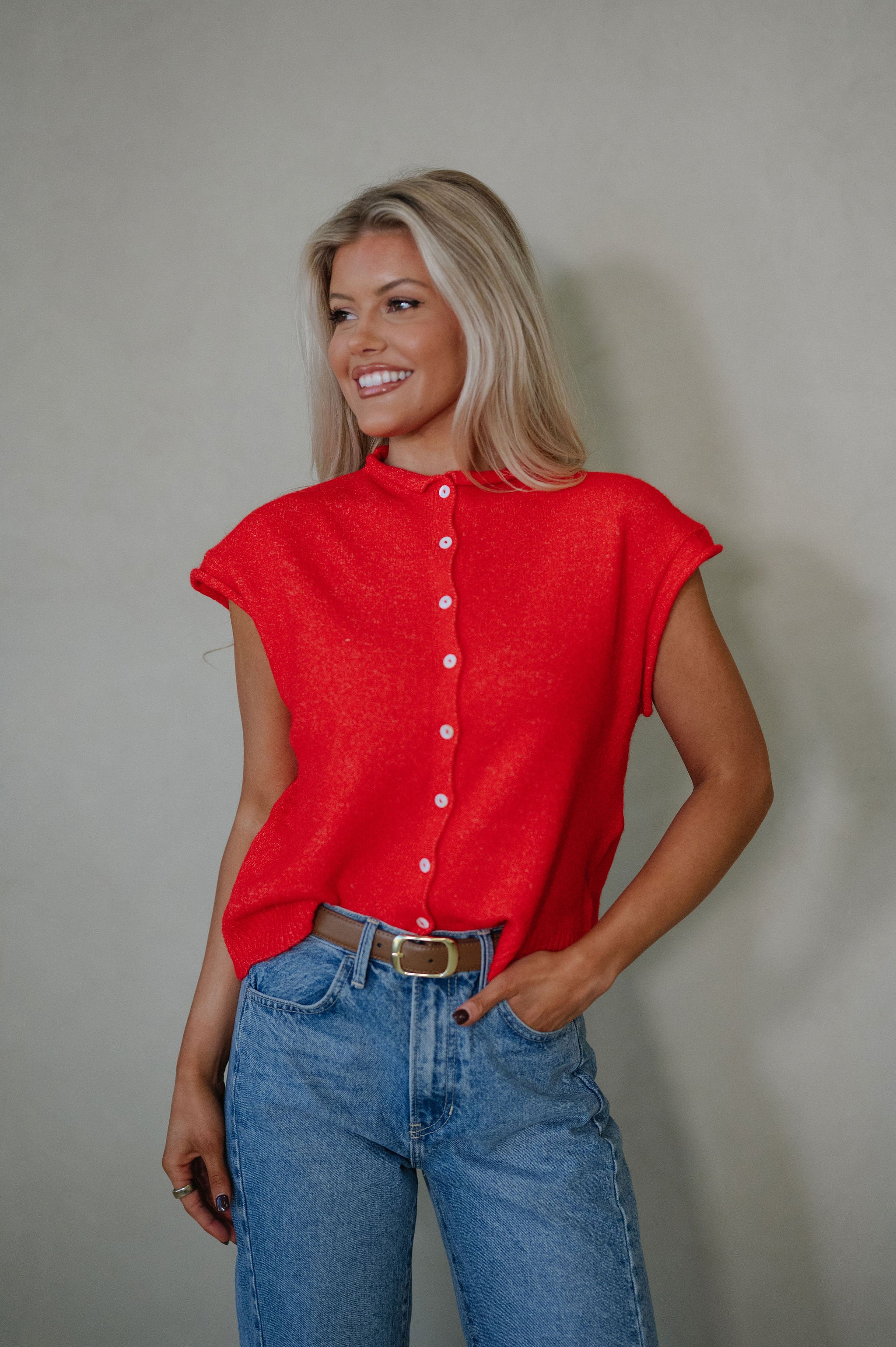Karly Sweater-Tomato Red