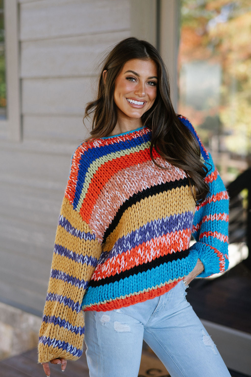 Oversized Pullover Sweater- Multicolored