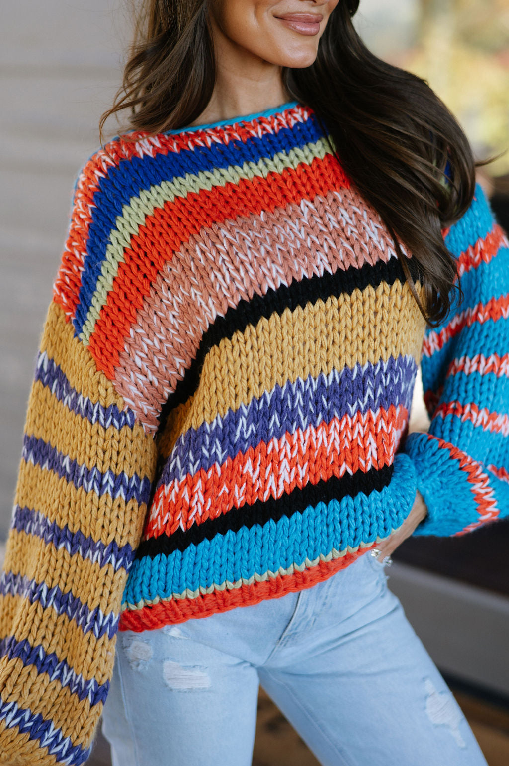 Oversized Pullover Sweater- Multicolored