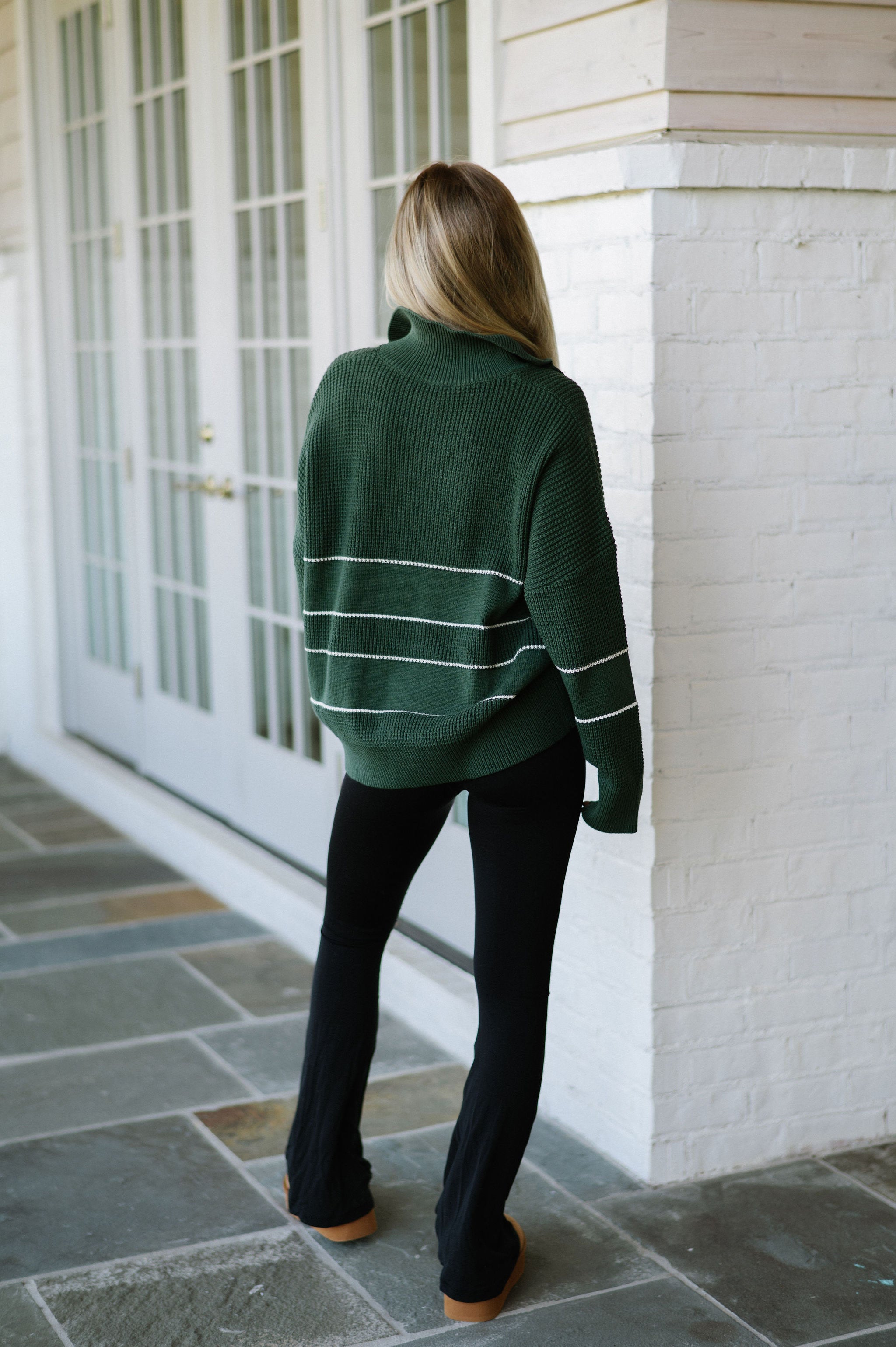 Paloma Collared Top-Green Stripe