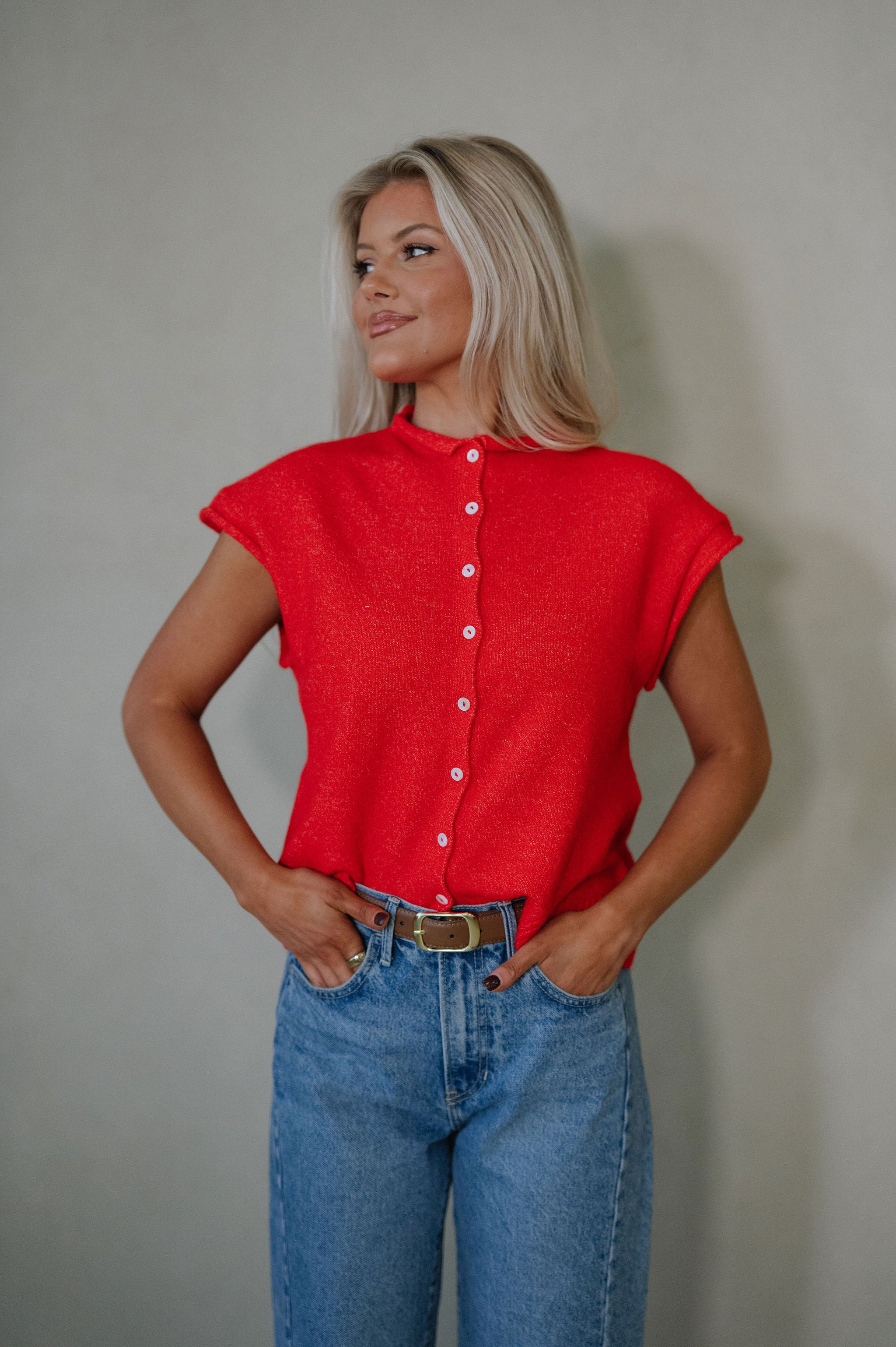 Karly Sweater-Tomato Red