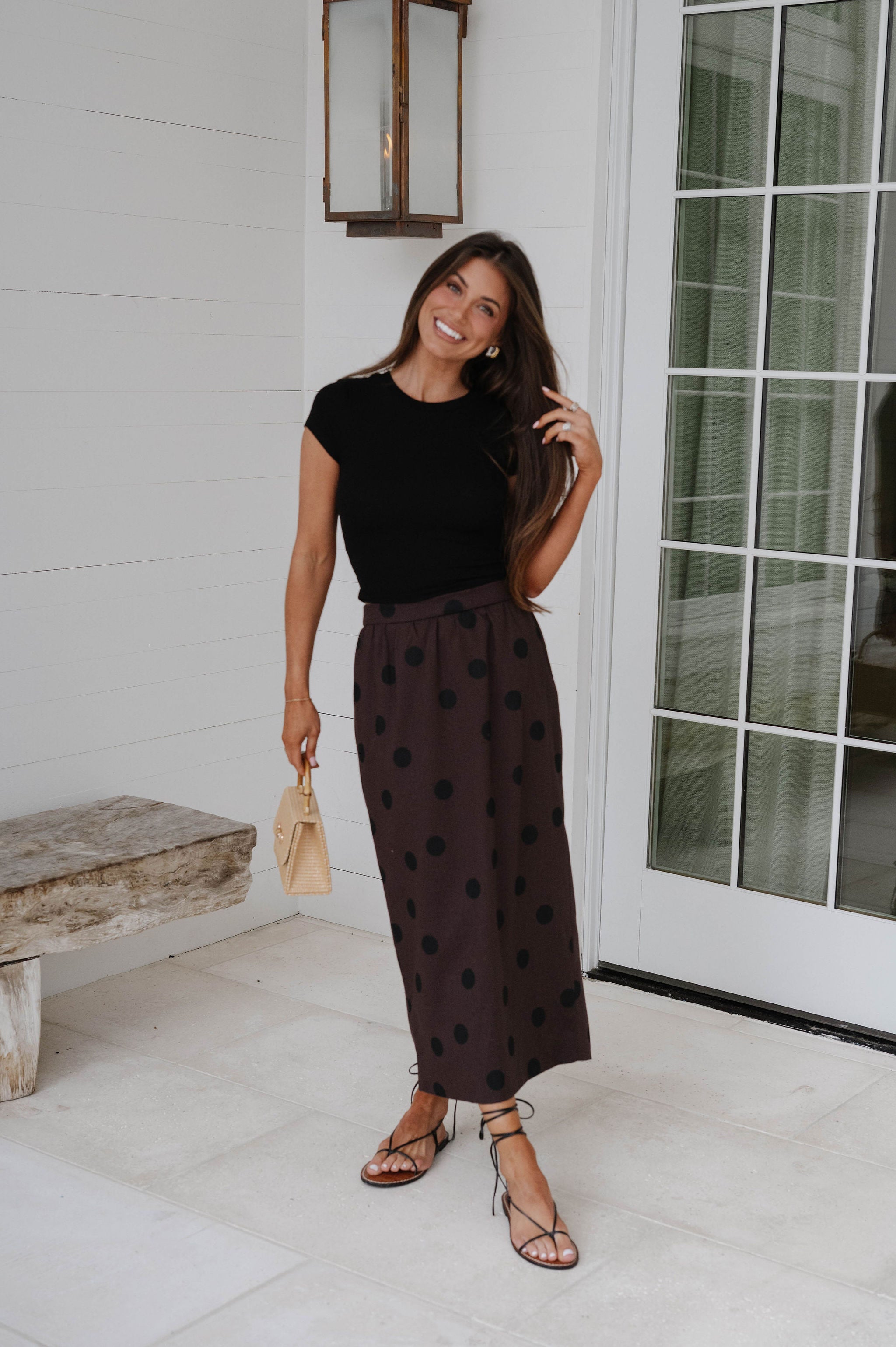 Linen Midi Polka Dot Skirt
