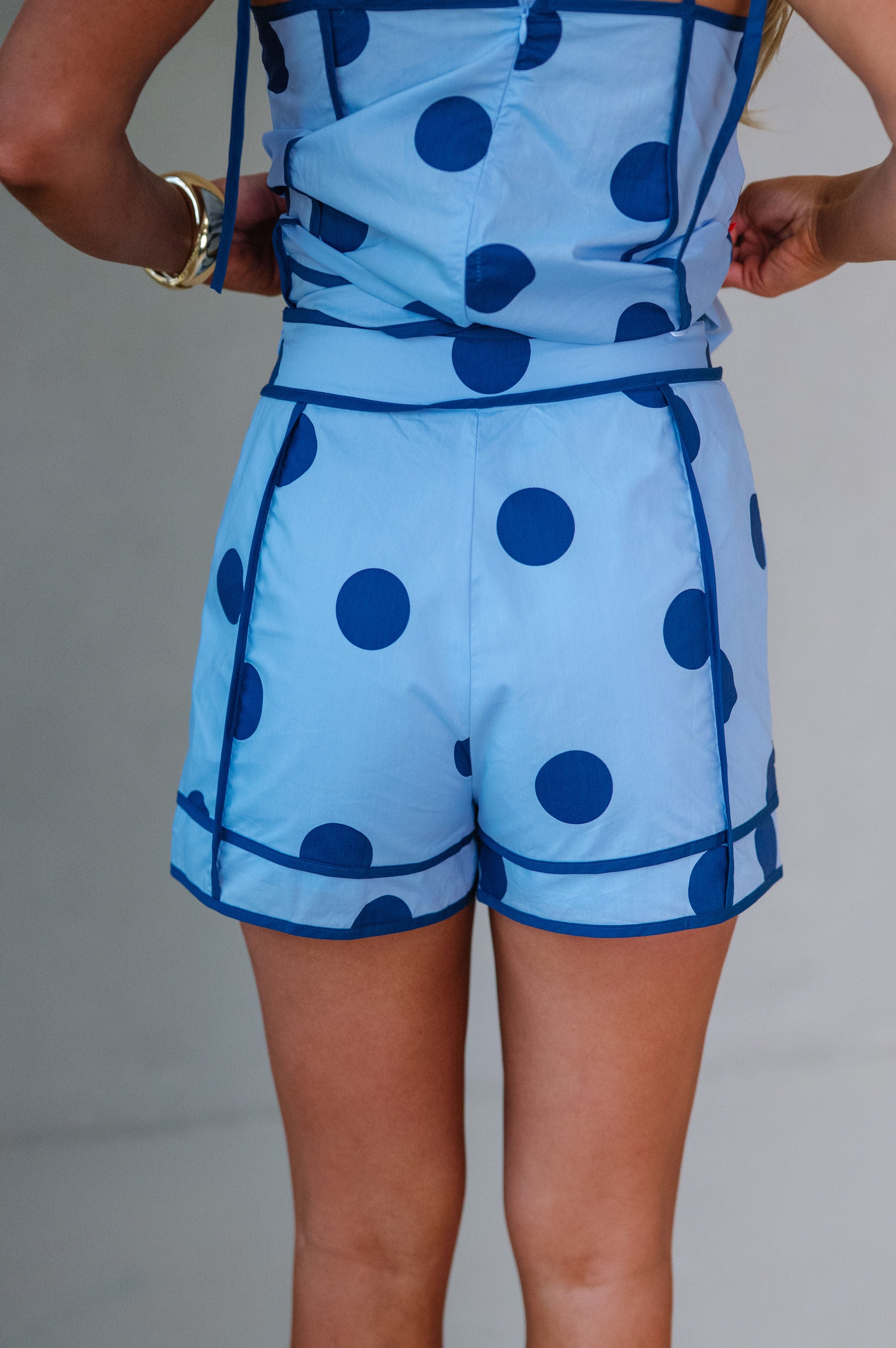 Piper Polka Dot Short Set-Blue/Navy