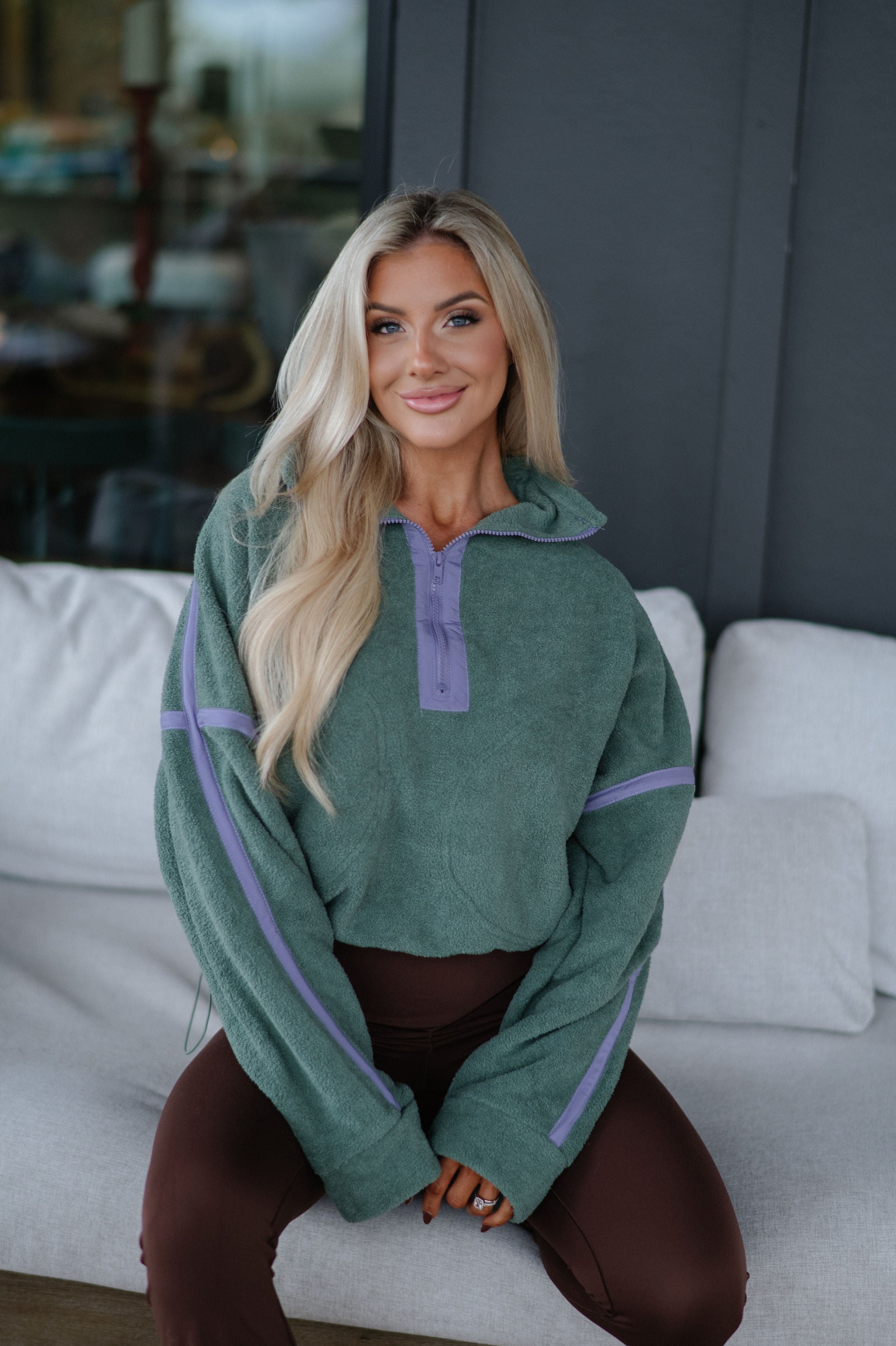 Katy Half Zip Pullover-Pistachio