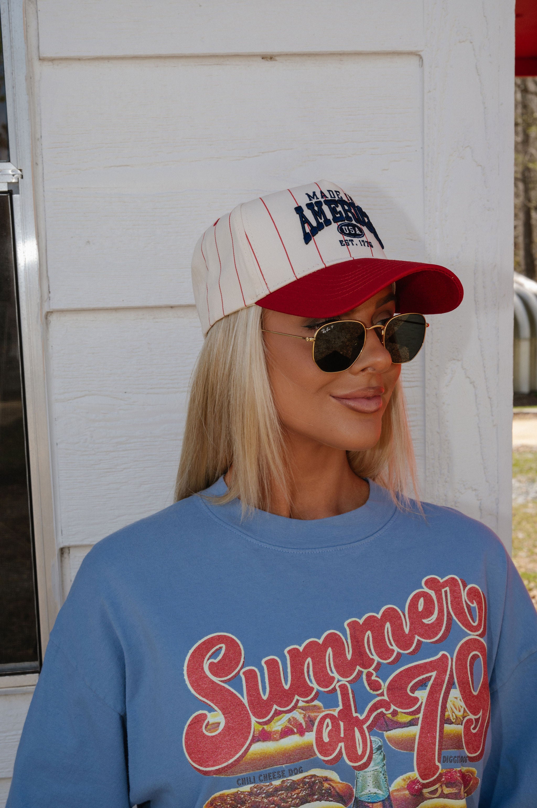 Made In America Trucker Hat- Red Stripe