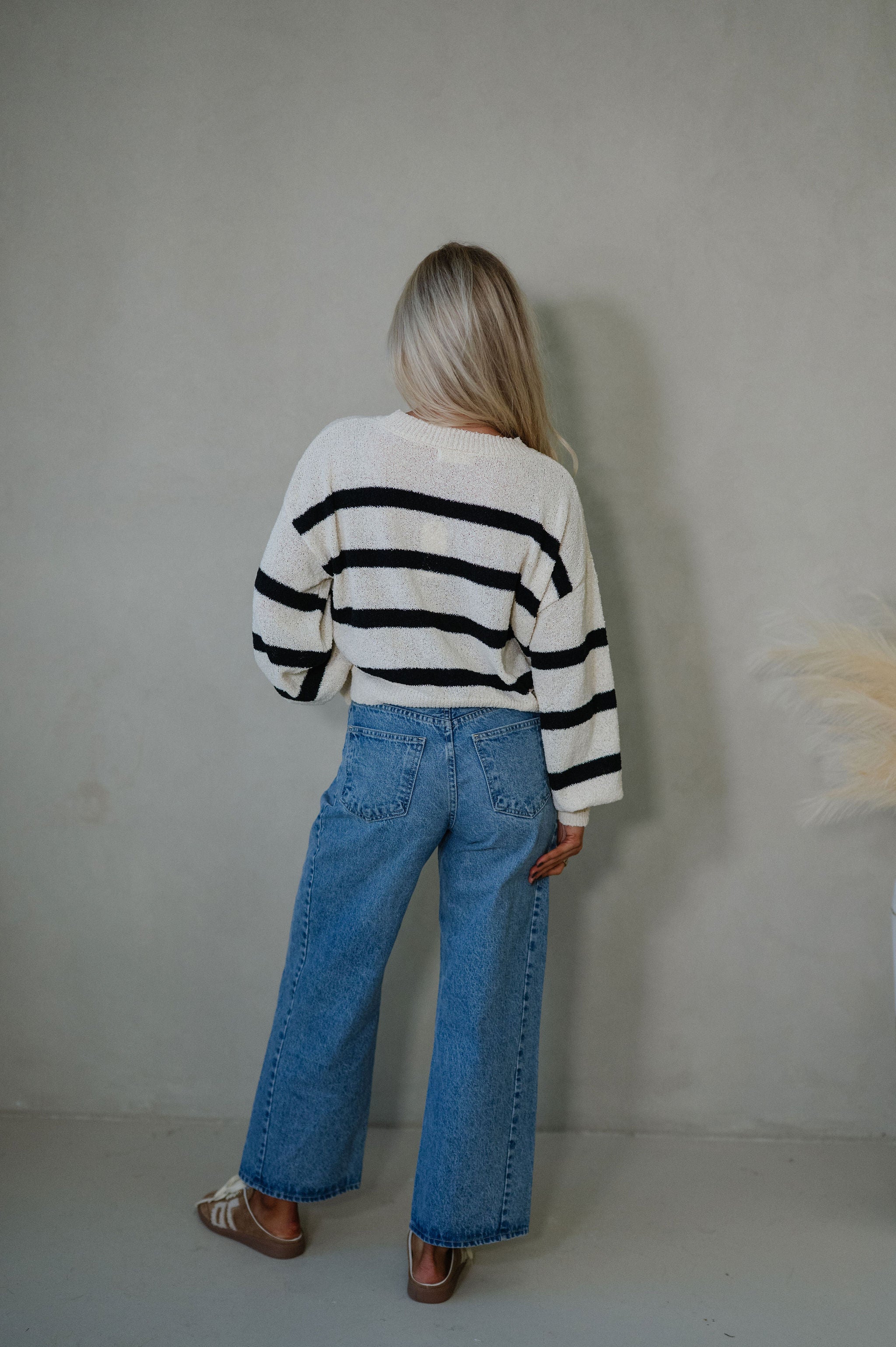 Marcy Striped Sweater-Natural/Black