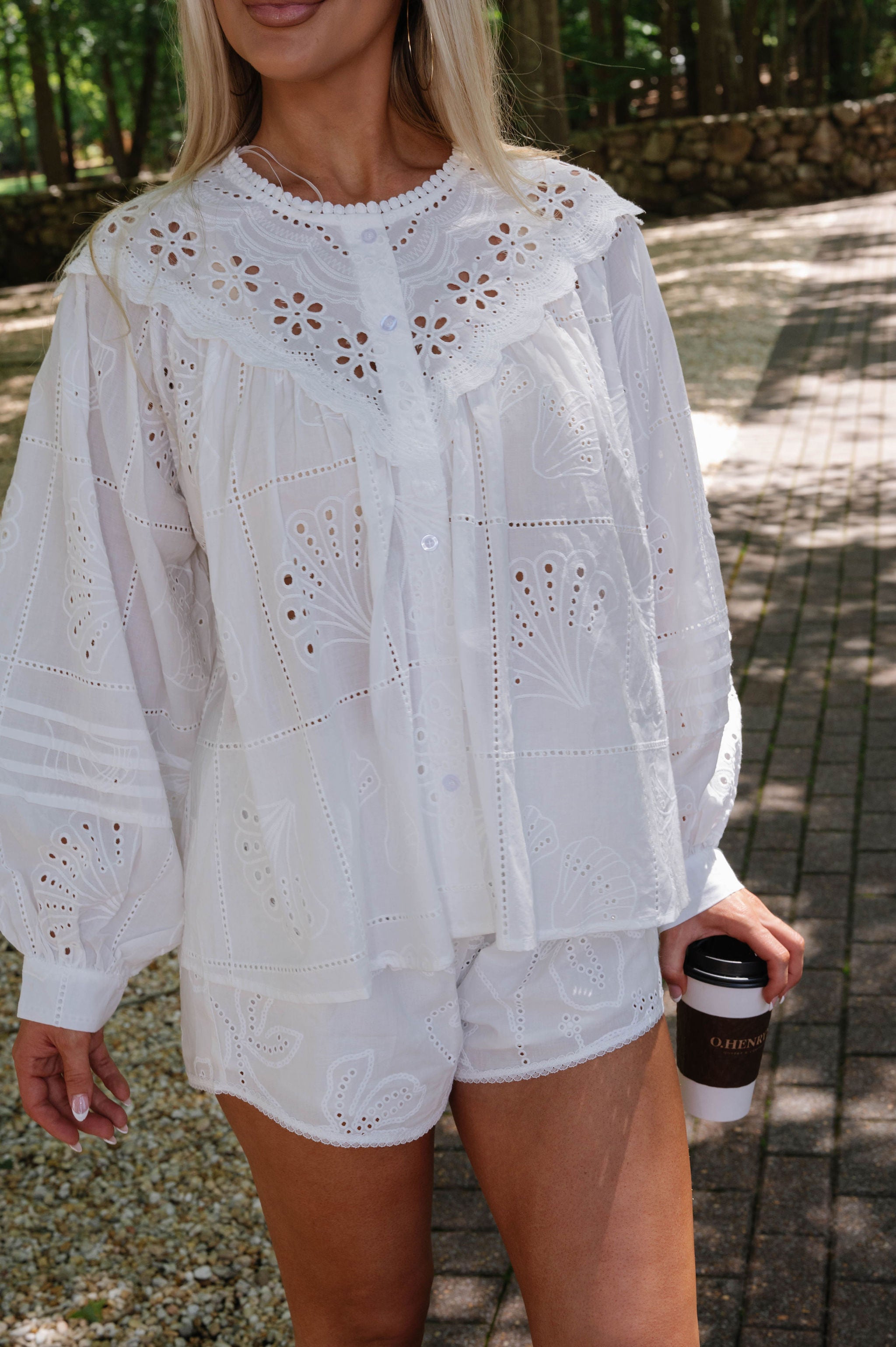 Eyelet Collar Floral Set